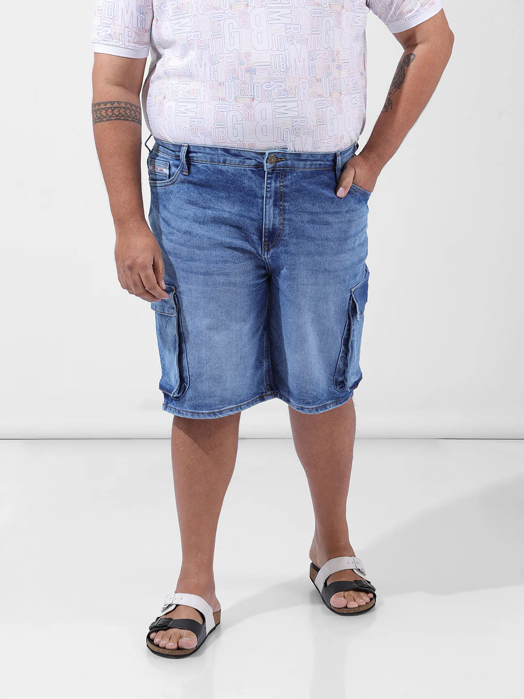 Men's Blue Relaxed Fit Casual Shorts - Image 6