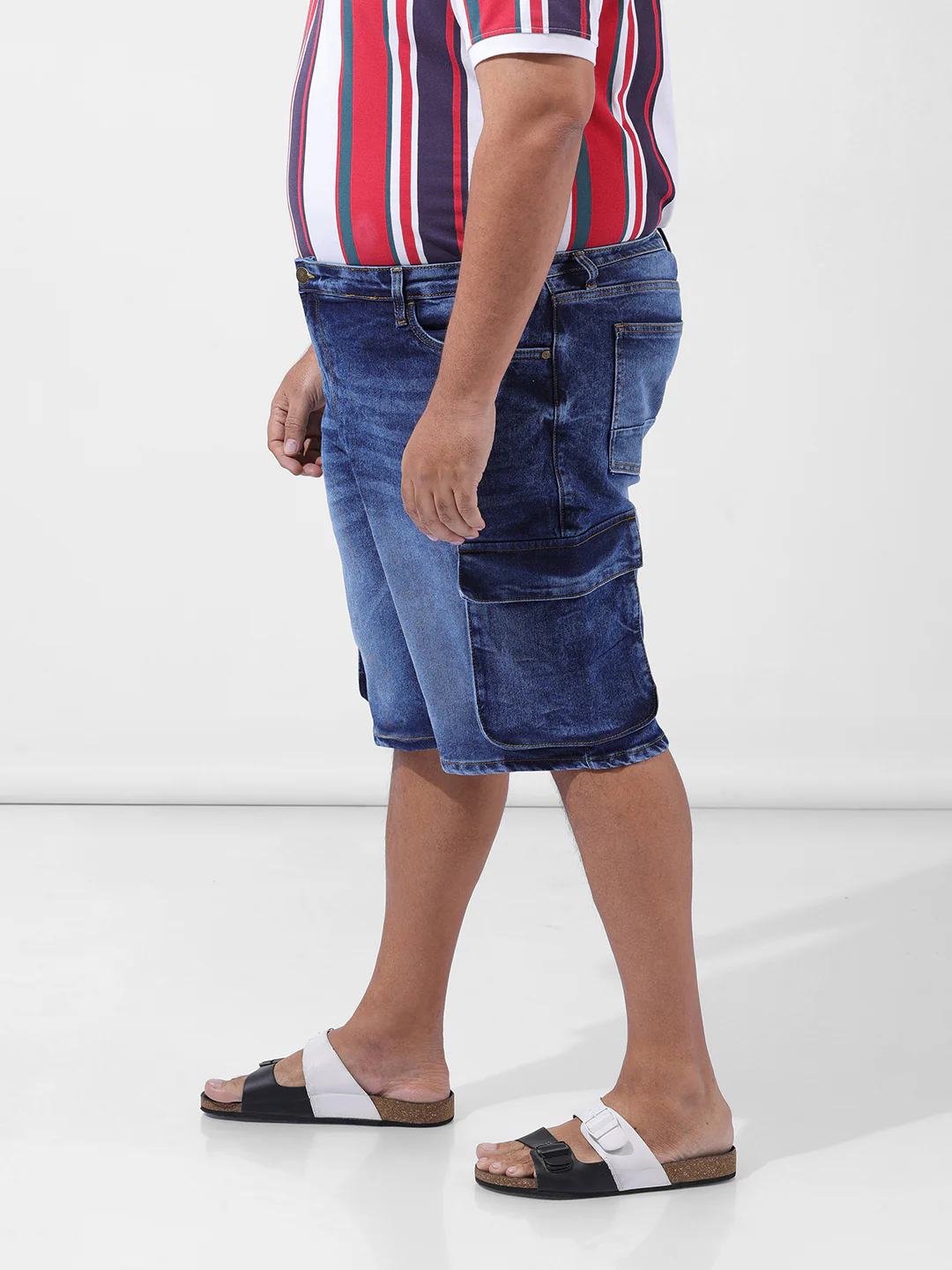 Men's Blue Relaxed Fit Casual Shorts - Image 2
