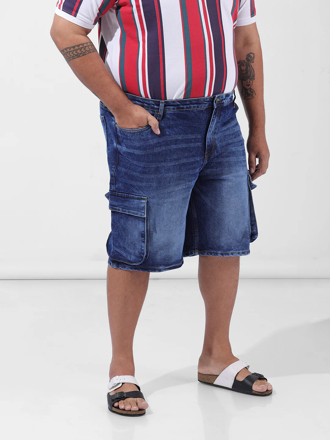 Men's Blue Relaxed Fit Casual Shorts - Image 3