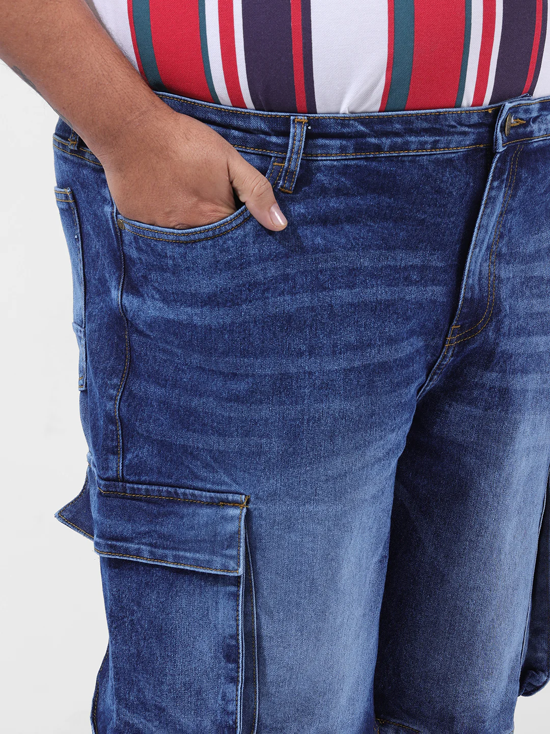 Men's Blue Relaxed Fit Casual Shorts - Image 5