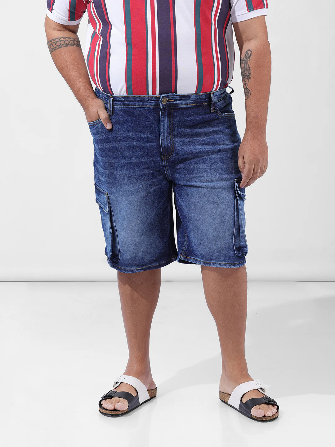 Men's Blue Relaxed Fit Casual Shorts - Image 6