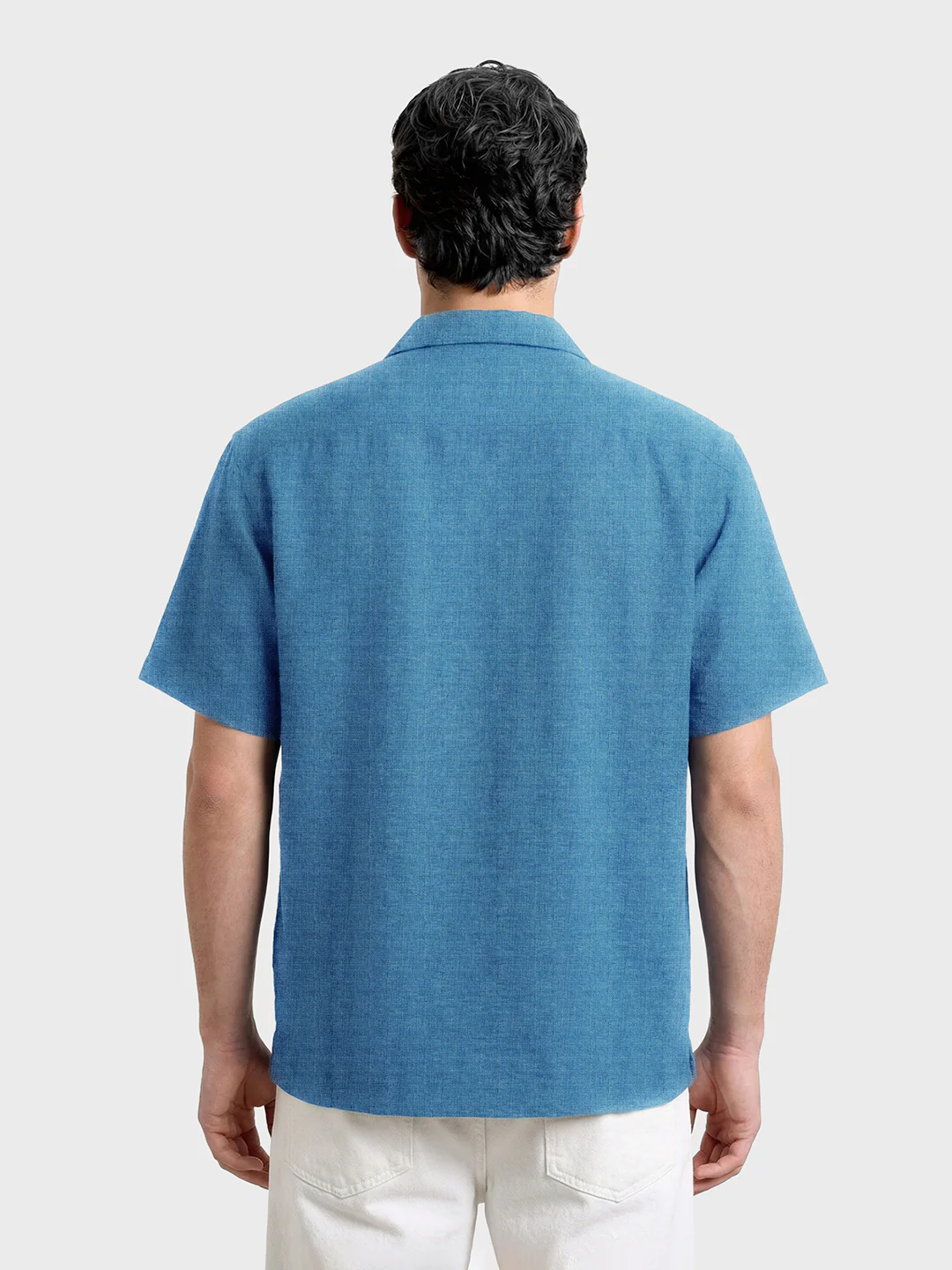 Men's Blue Relaxed Fit Printed Resort Shirt - Image 2