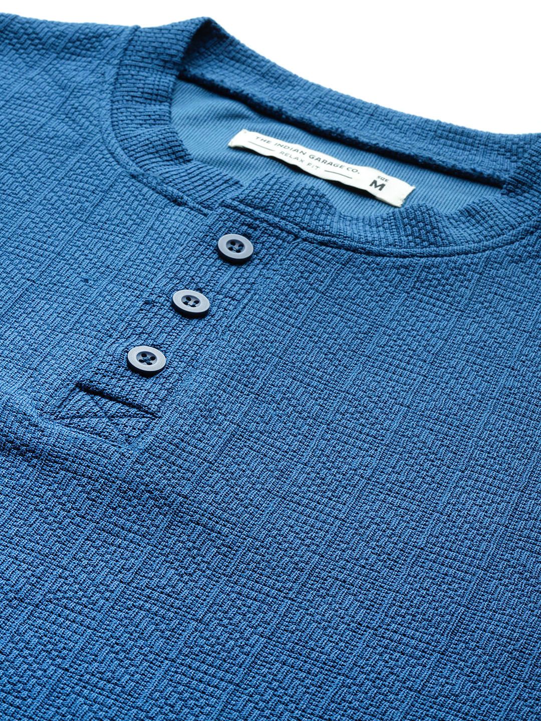 Men's Midnight Blue Relaxed Fit Solid Street Wear Sweatshirts - Image 7