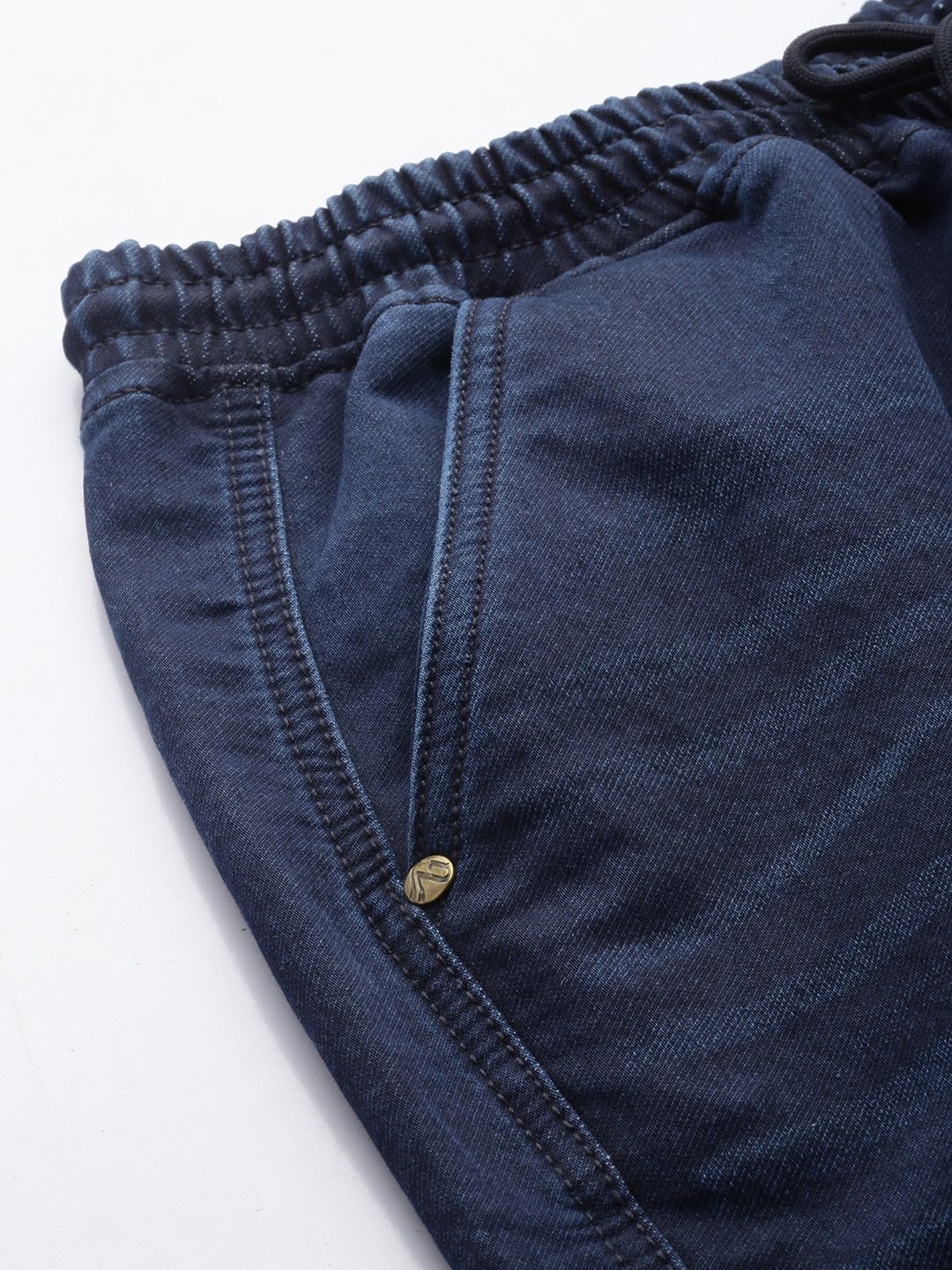 Men's Dark Blue Regular Fit Solid Utility Jeans - Image 5