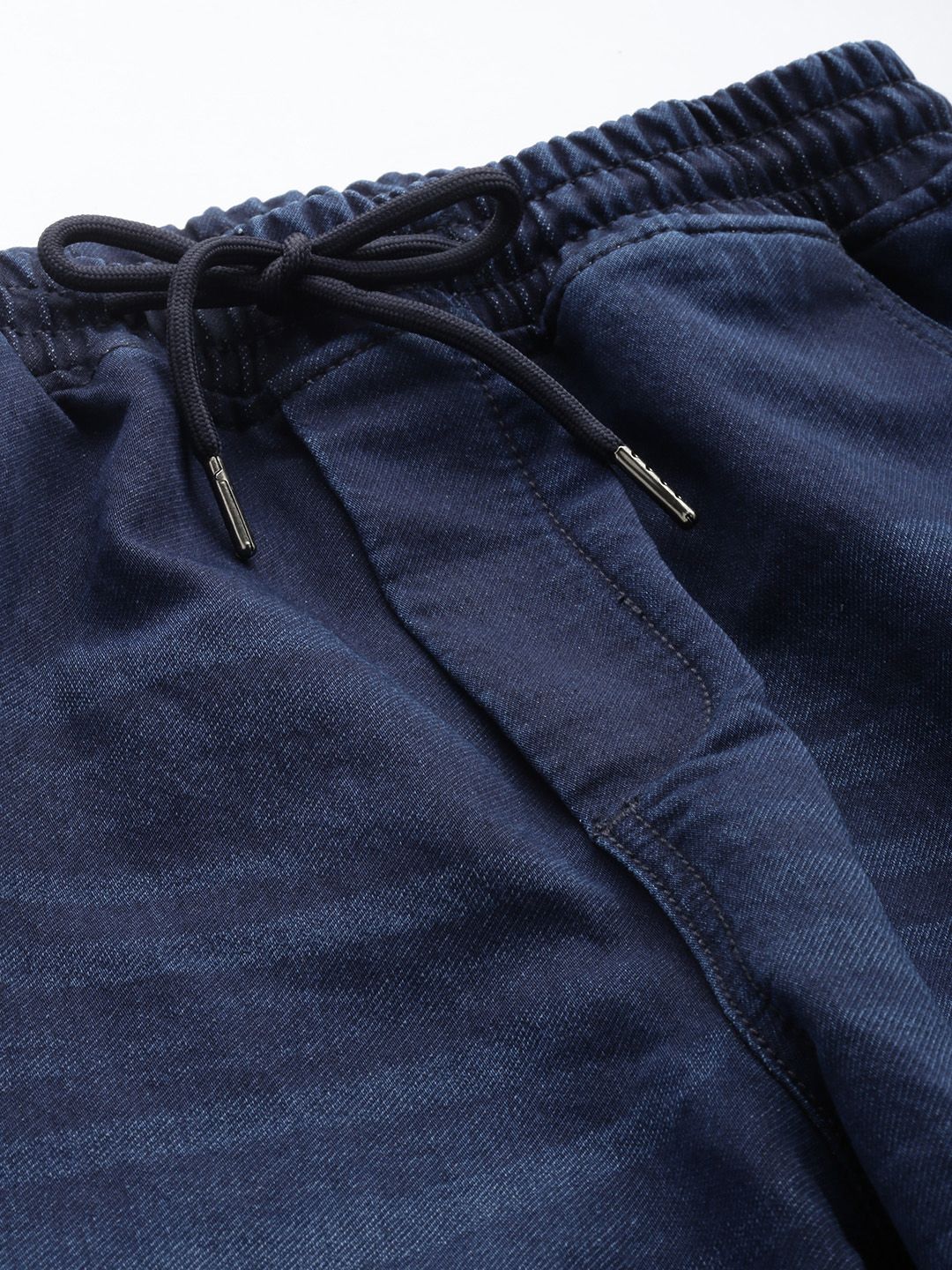 Men's Dark Blue Regular Fit Solid Utility Jeans - Image 7