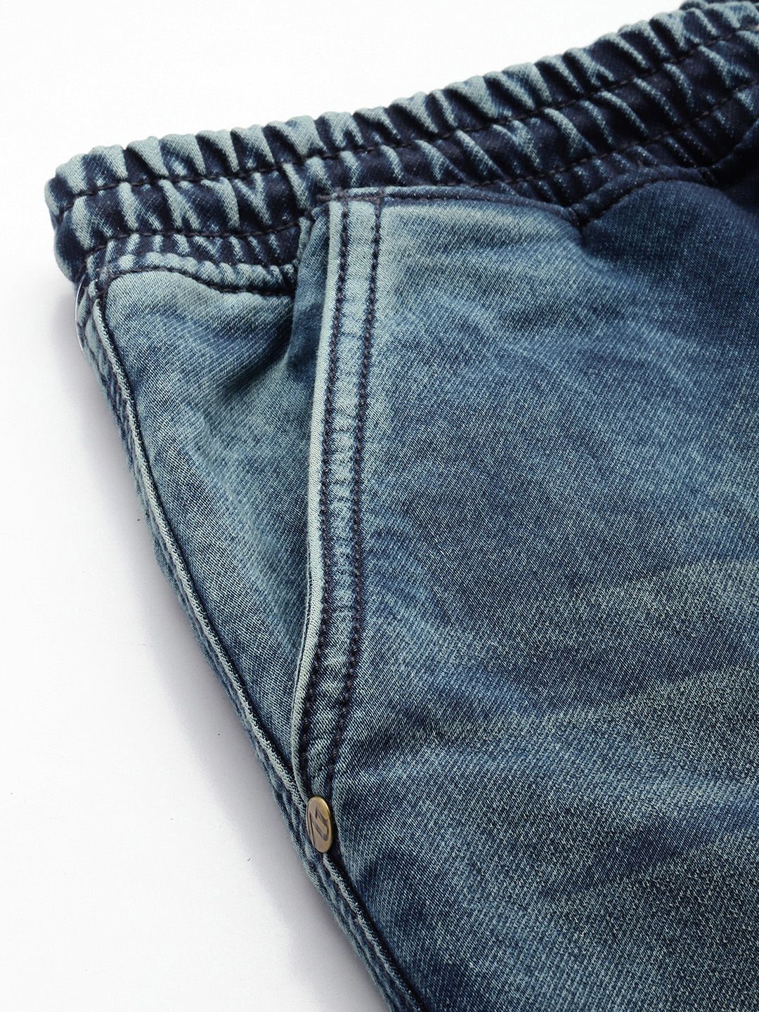 Men's Vintage Blue Regular Fit Solid Utility Jeans - Image 5