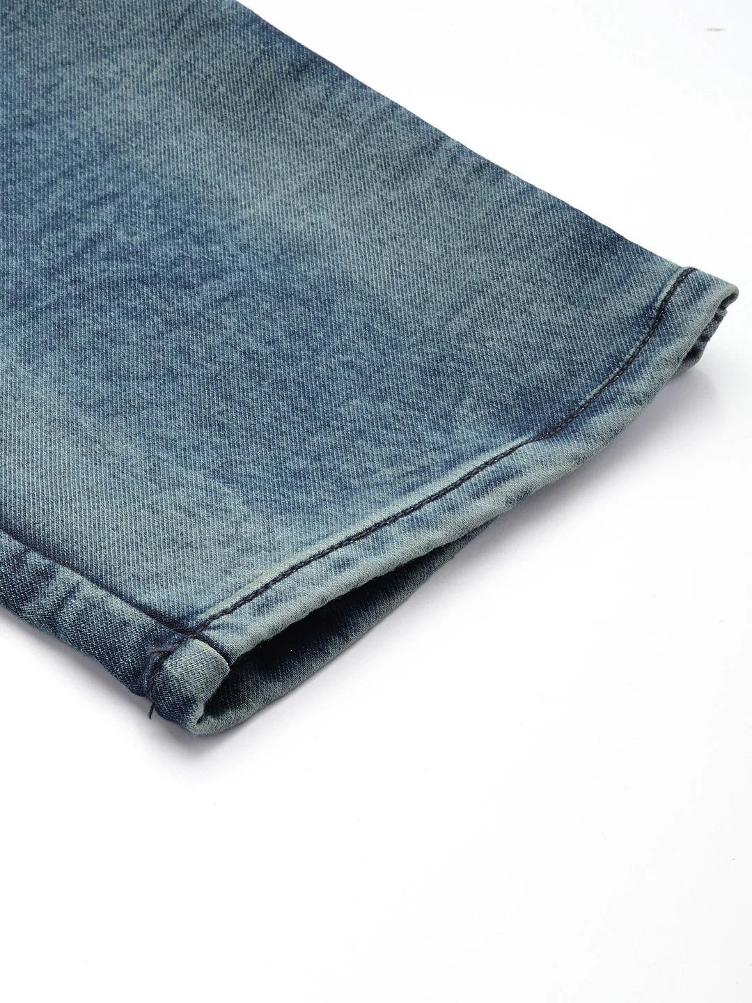 Men's Vintage Blue Regular Fit Solid Utility Jeans - Image 6