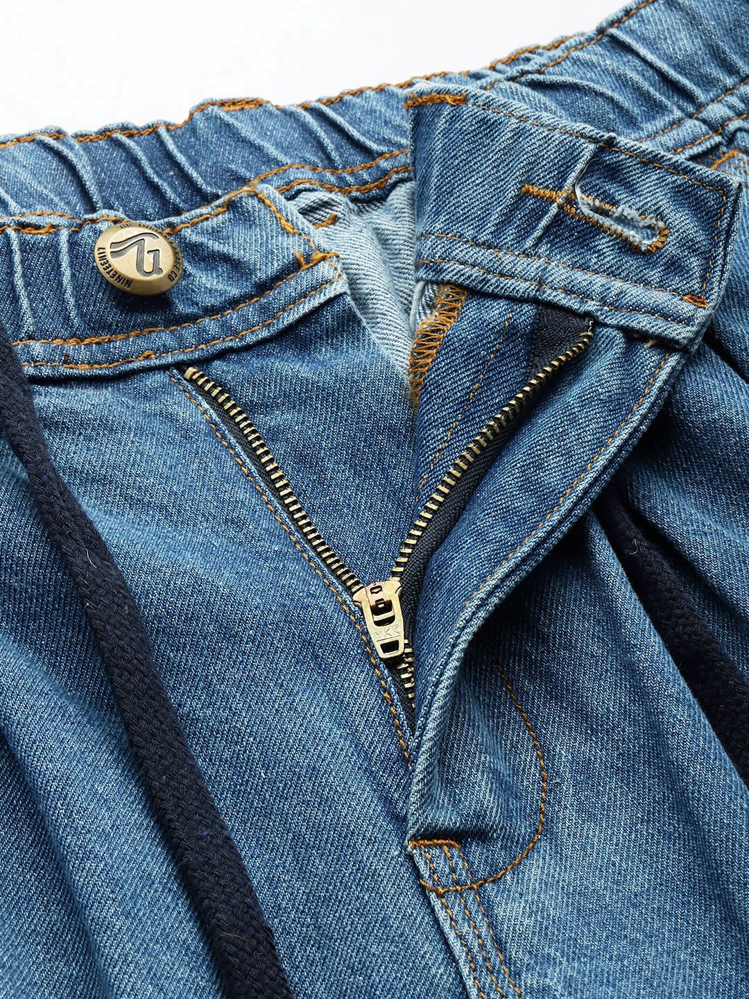 Men's Blue Relaxed Fit Solid Utility Jeans - Image 5