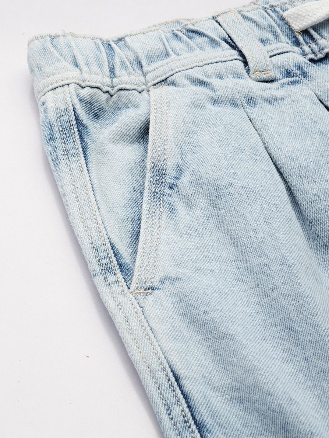 Men's Light Blue Relaxed Fit Solid Utility Jeans - Image 5