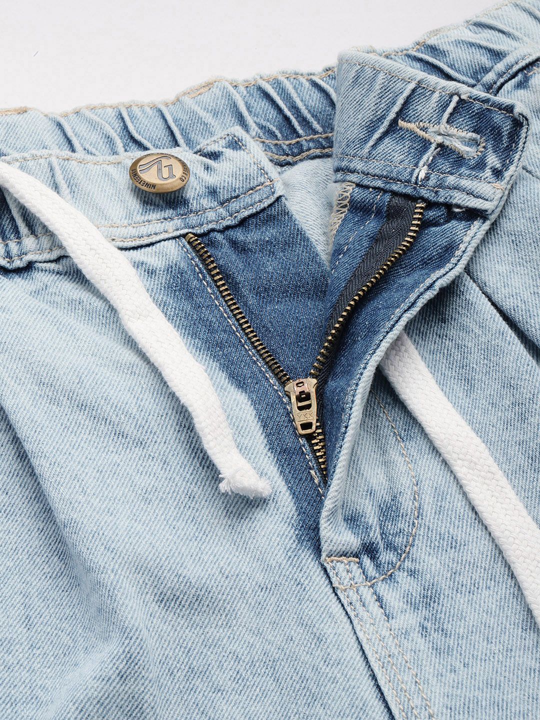 Men's Light Blue Relaxed Fit Solid Utility Jeans - Image 7