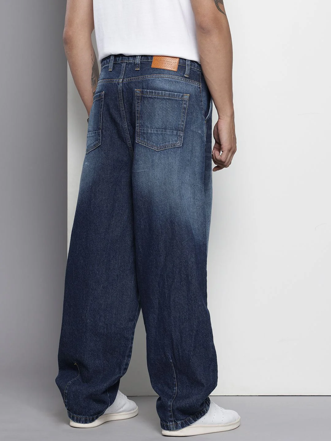 Men's Blue Skater Fit Solid Street Wear Jeans - Image 3
