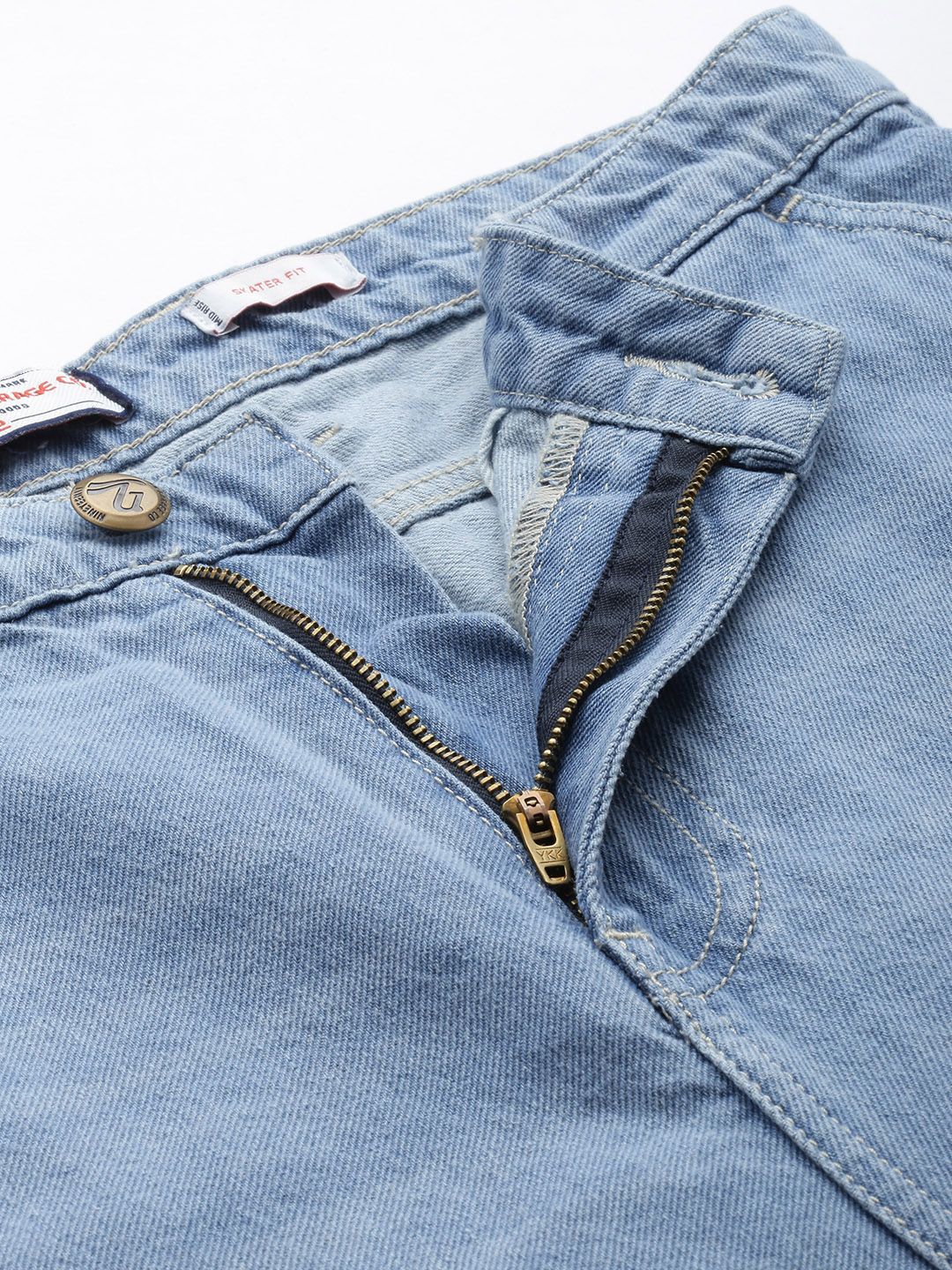Men's Light Blue Skater Fit Solid Street Wear Jeans - Image 5