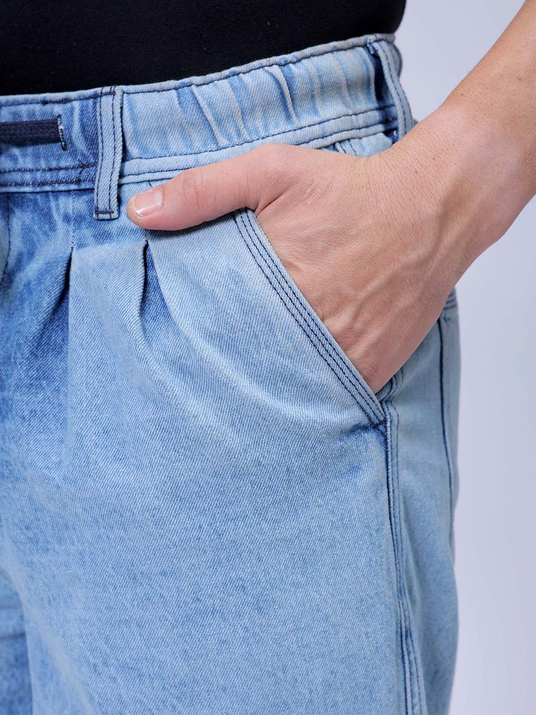 Men's Blue Relaxed Fit Solid Utility Jeans - Image 7