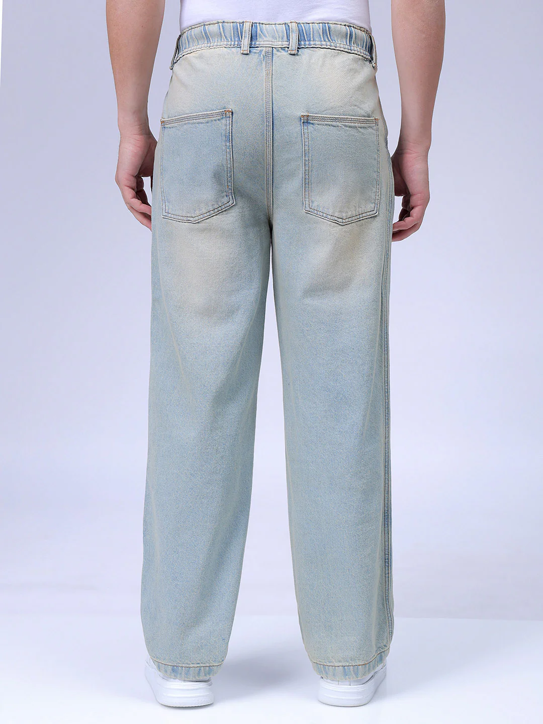 Men's Vintage Blue Relaxed Fit Solid Utility Jeans - Image 5