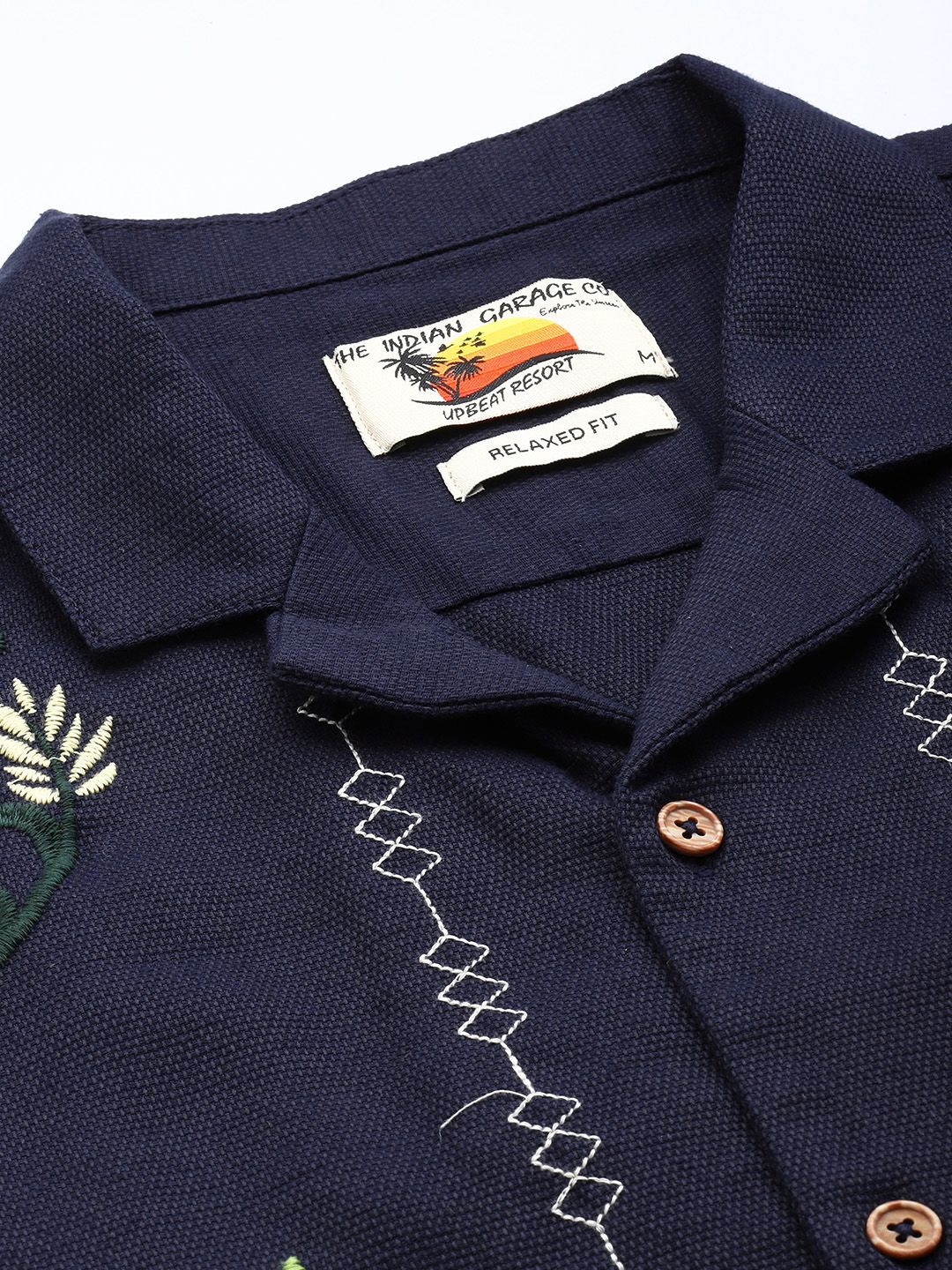 Men's Midnight Blue Relaxed Fit  Embroidered Shirt - Image 5