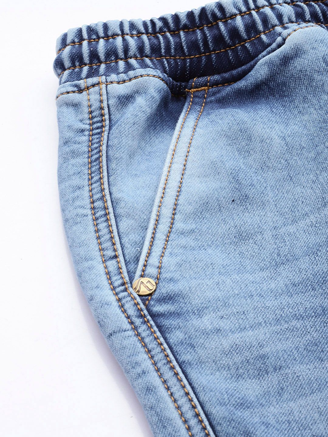 Men's Blue Regular Fit Solid Utility Jeans - Image 5