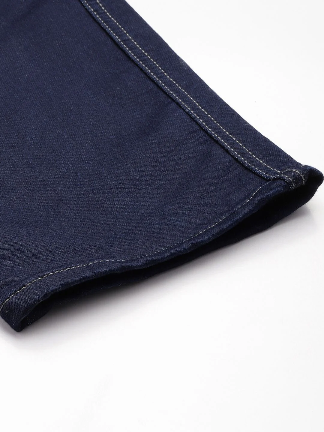 Men's Dark Blue Regular Fit Solid Utility Jeans - Image 6