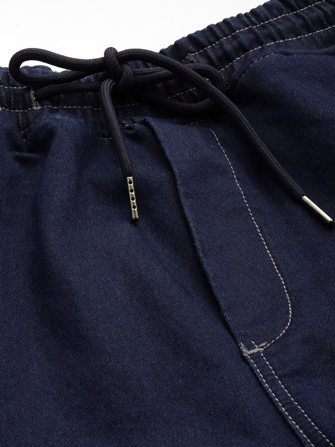 Men's Dark Blue Regular Fit Solid Utility Jeans - Image 7