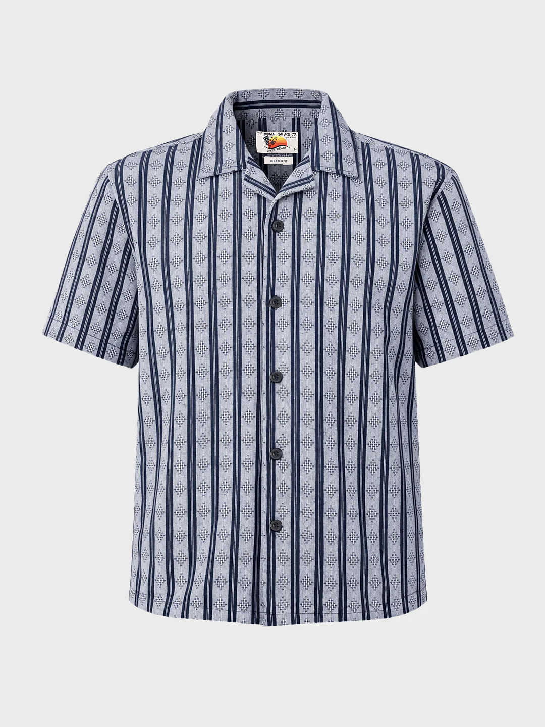 Men's Blue Relaxed Fit Striped Resort Wear Shirt - Image 3