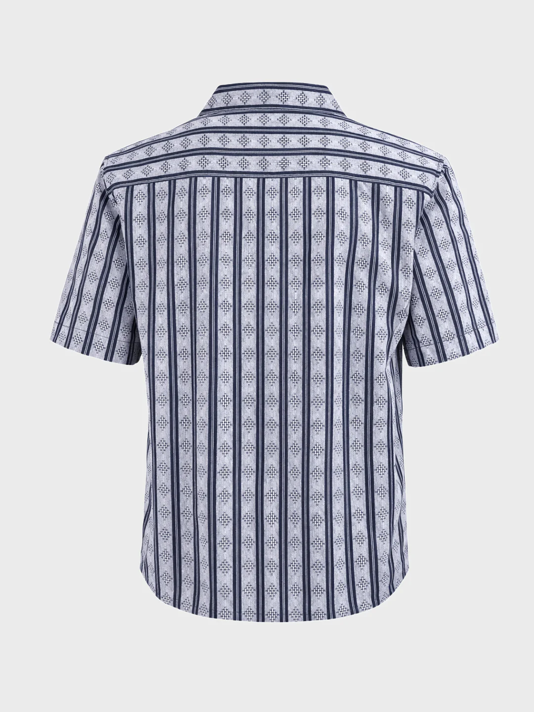 Men's Blue Relaxed Fit Striped Resort Wear Shirt - Image 4