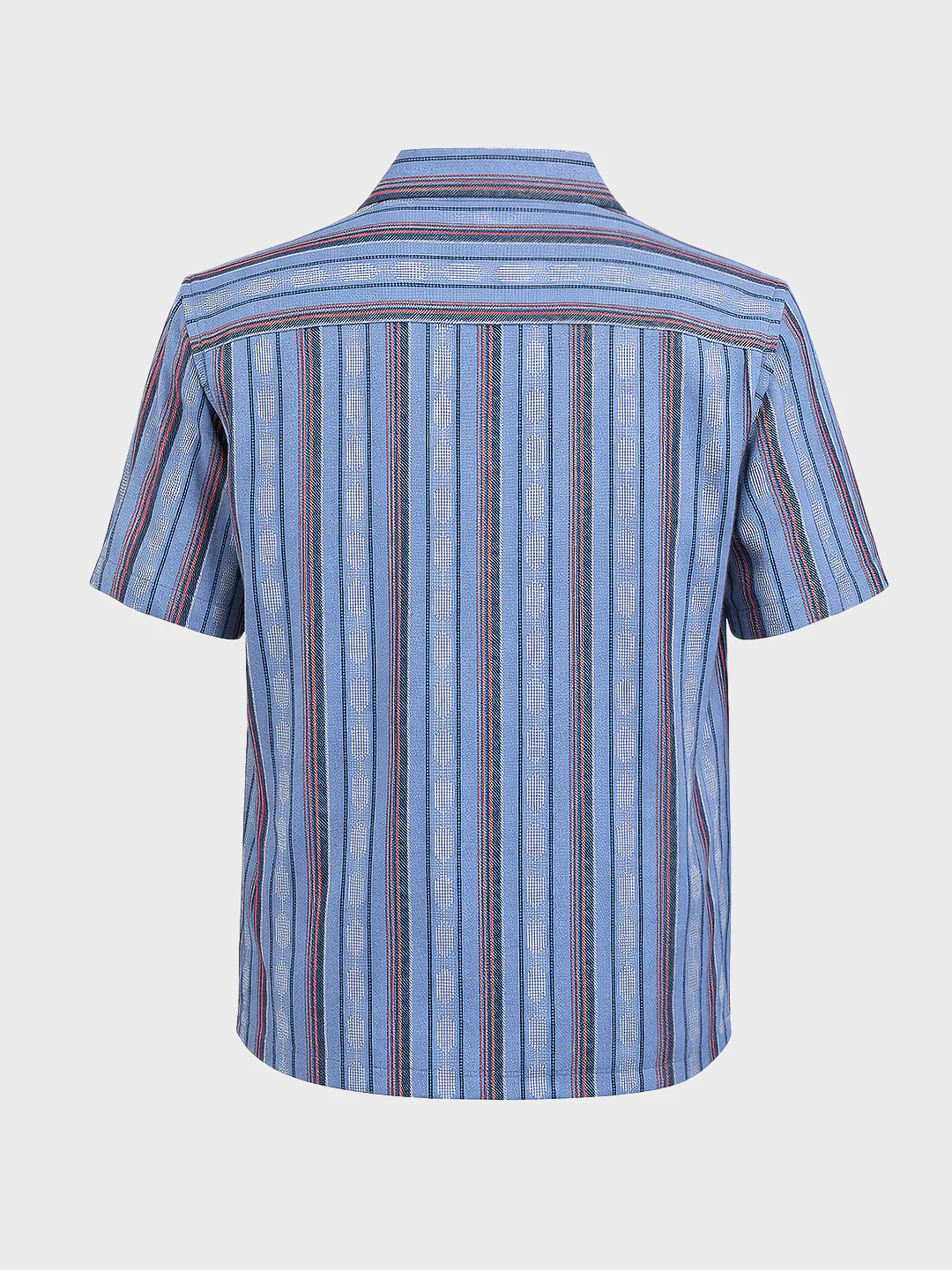 Men's Blue Relaxed Fit Striped Resort Wear Shirt - Image 4