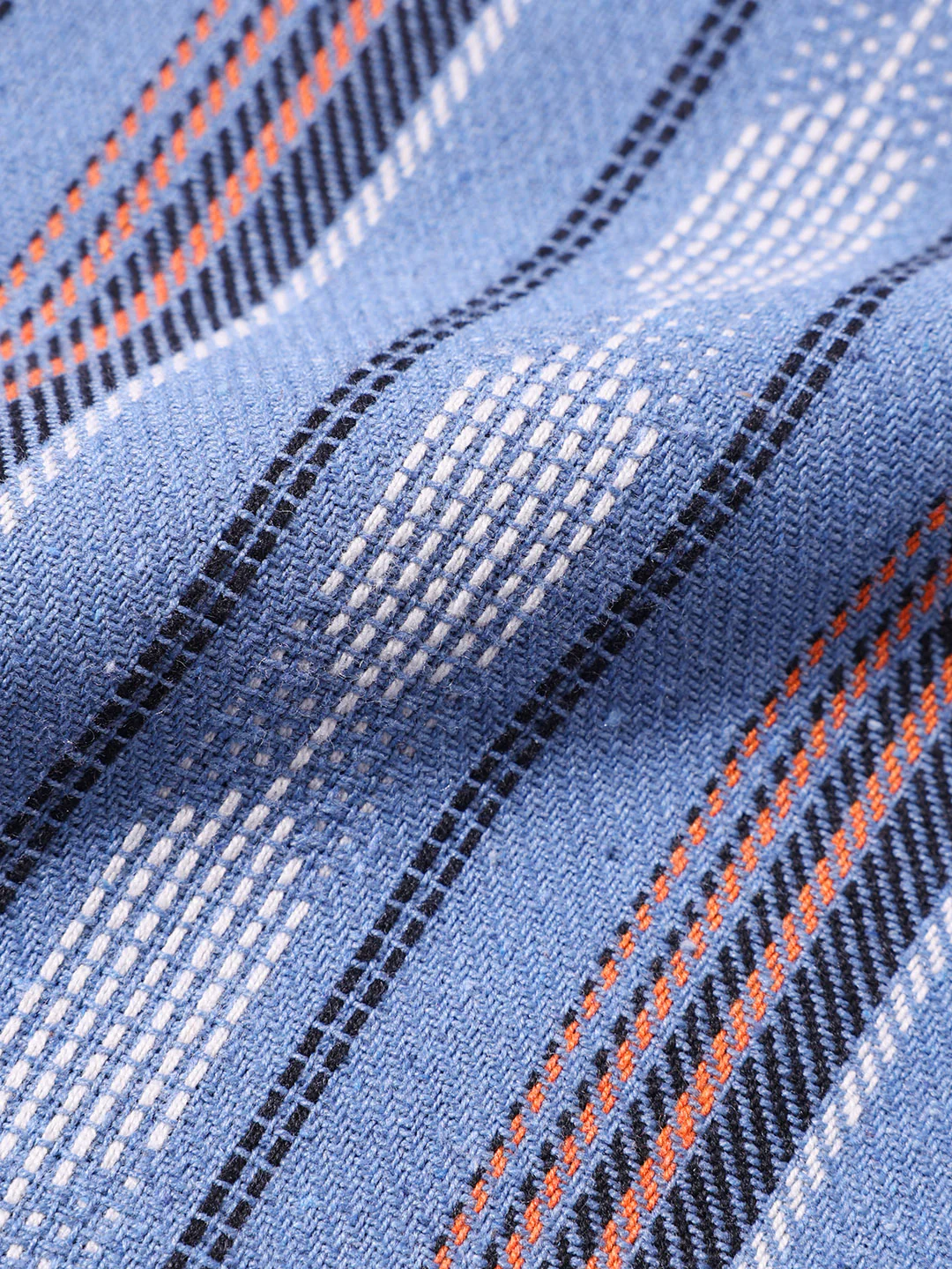 Men's Blue Relaxed Fit Striped Resort Wear Shirt - Image 6