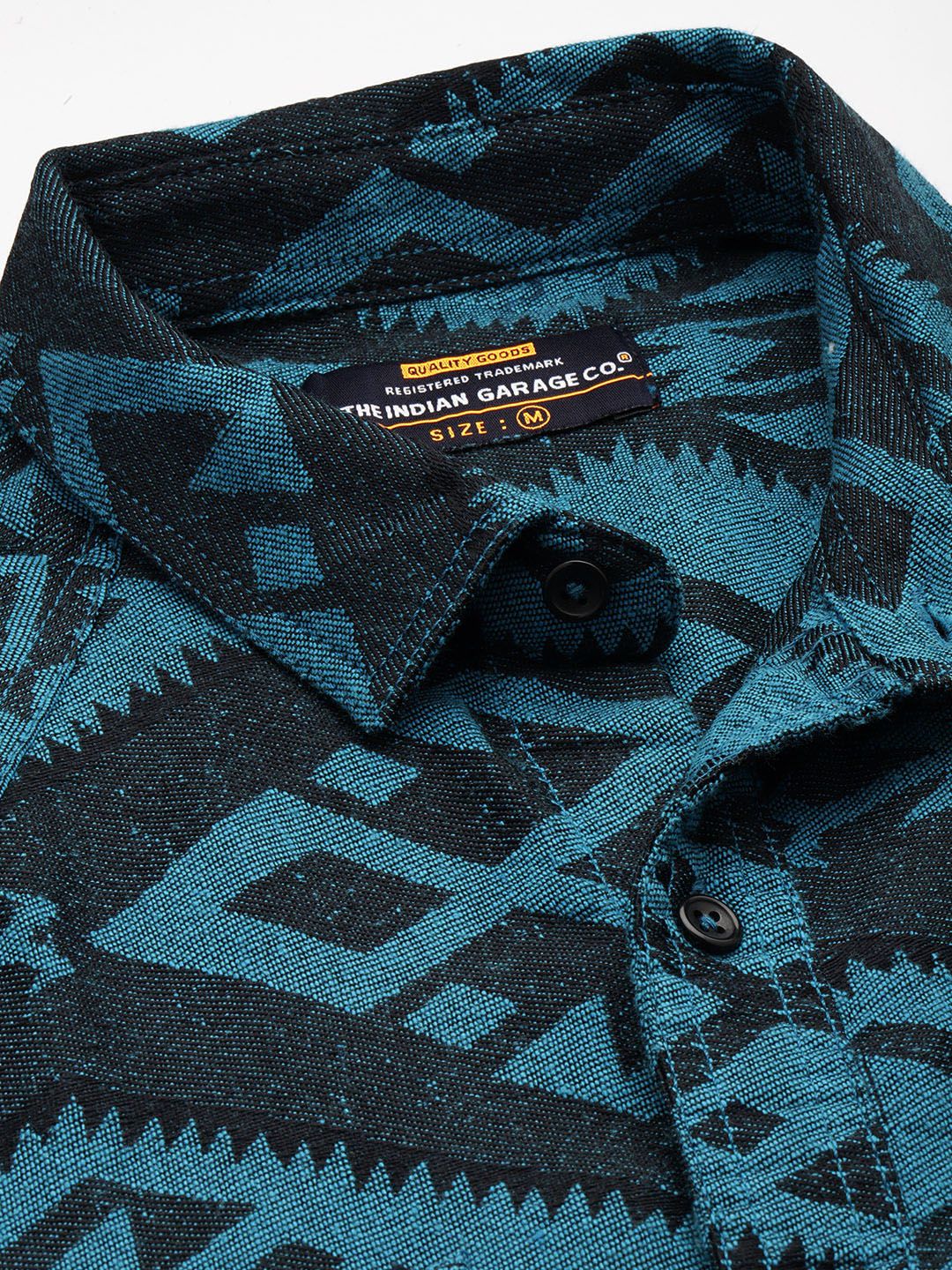Men's Blue Relaxed Fit Textured Casual Shirt - Image 5