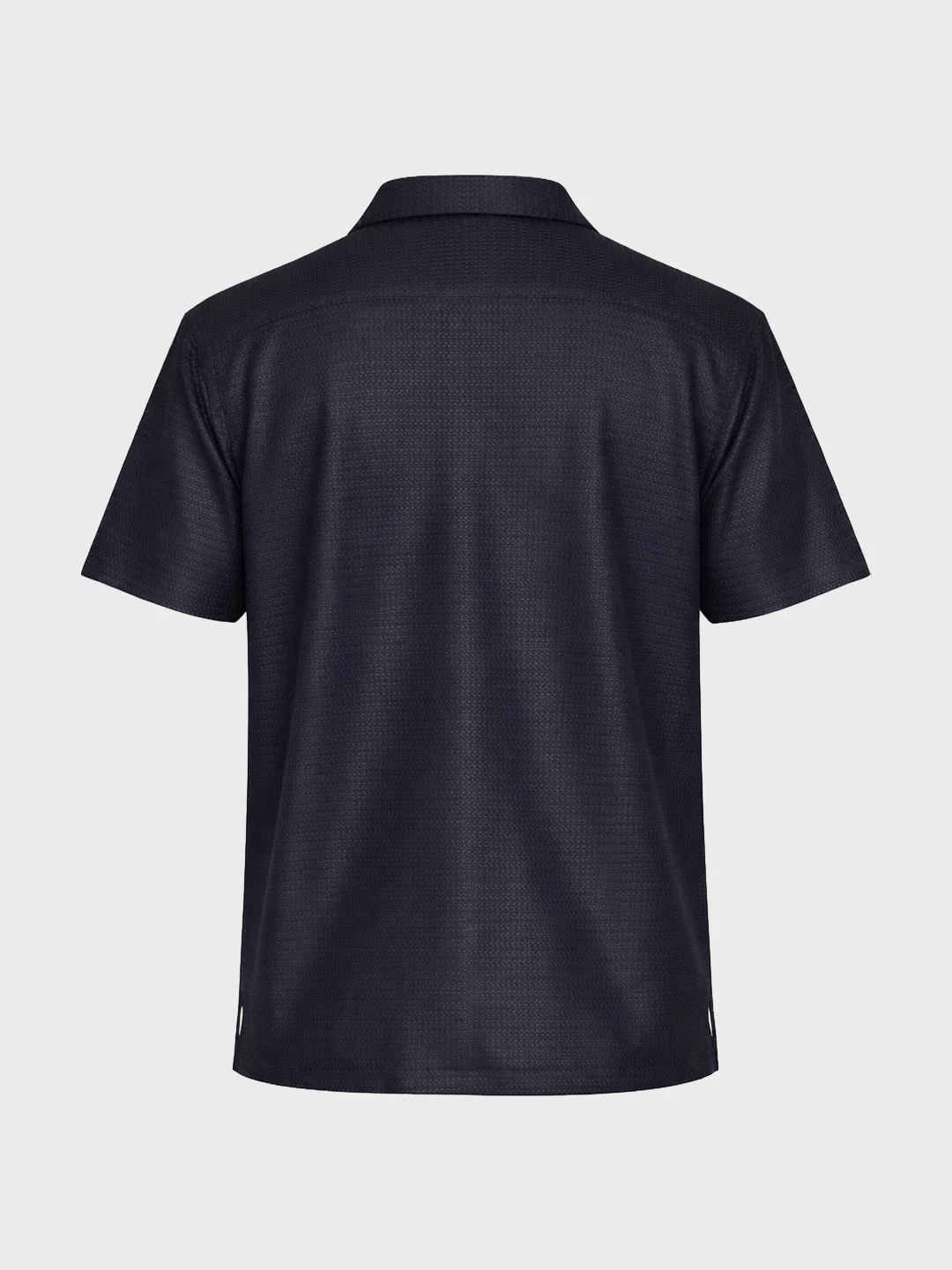 Men's Blue Relaxed Fit Textured Resort Shirt - Image 5