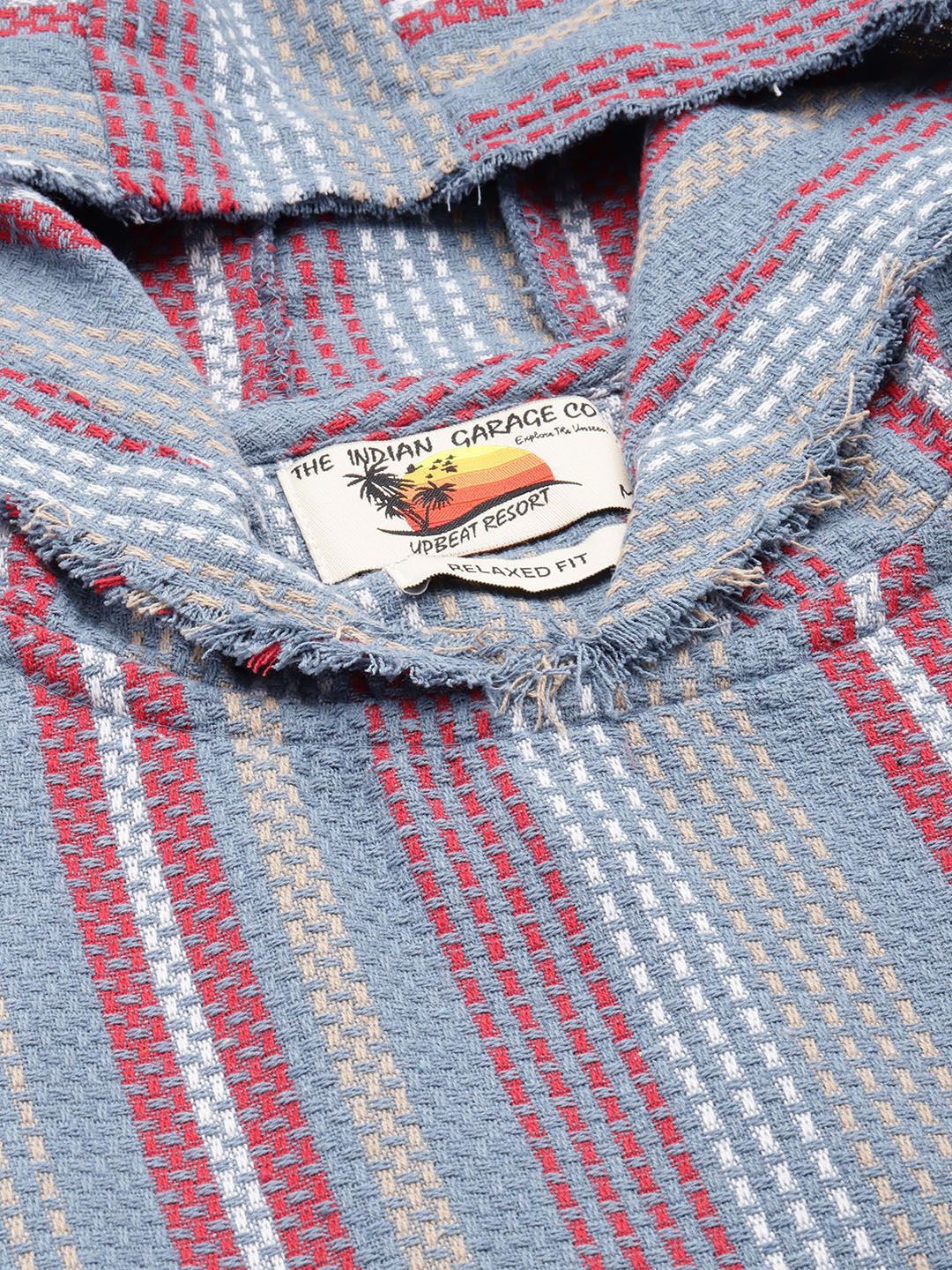 Men's Dusk Blue Relaxed Fit Vertical Stripes Bohemian Printed Shirt - Image 5