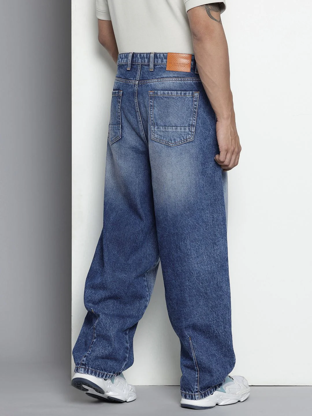 Men's Blue Skater Fit Solid Street Wear Jeans - Image 3