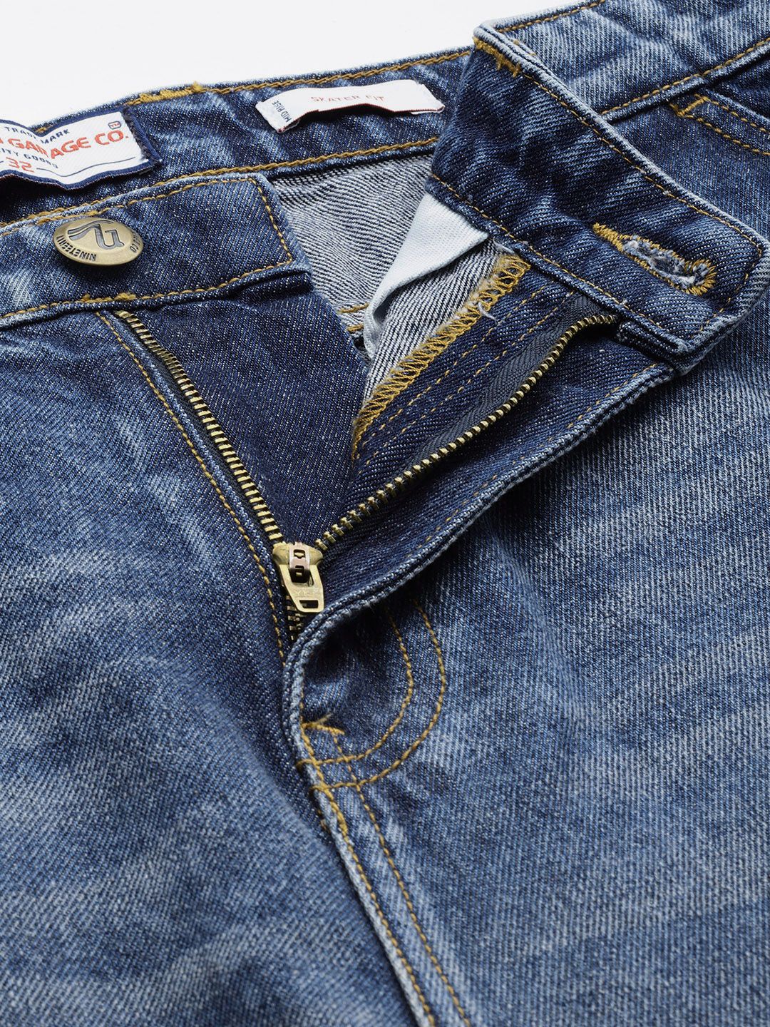 Men's Blue Skater Fit Solid Street Wear Jeans - Image 5