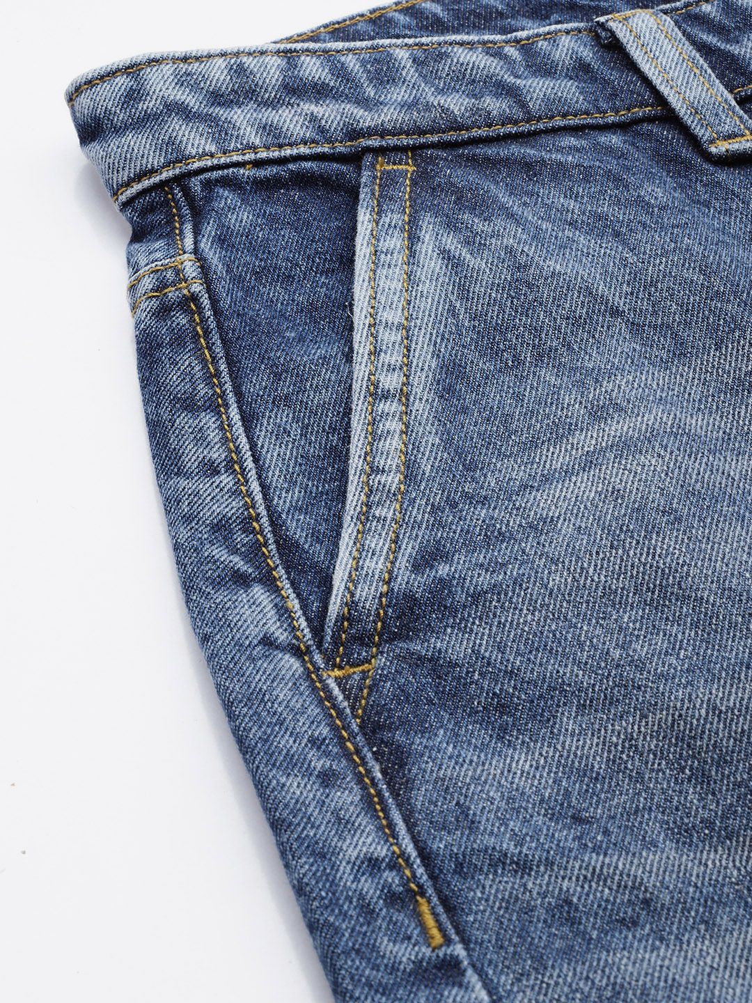 Men's Blue Skater Fit Solid Street Wear Jeans - Image 6