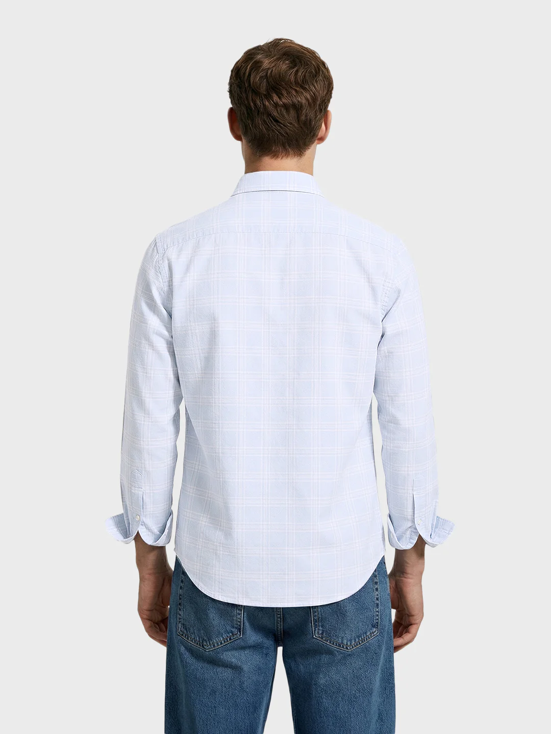 Men's Blue Slim Fit Checkered Casual Shirt - Image 3