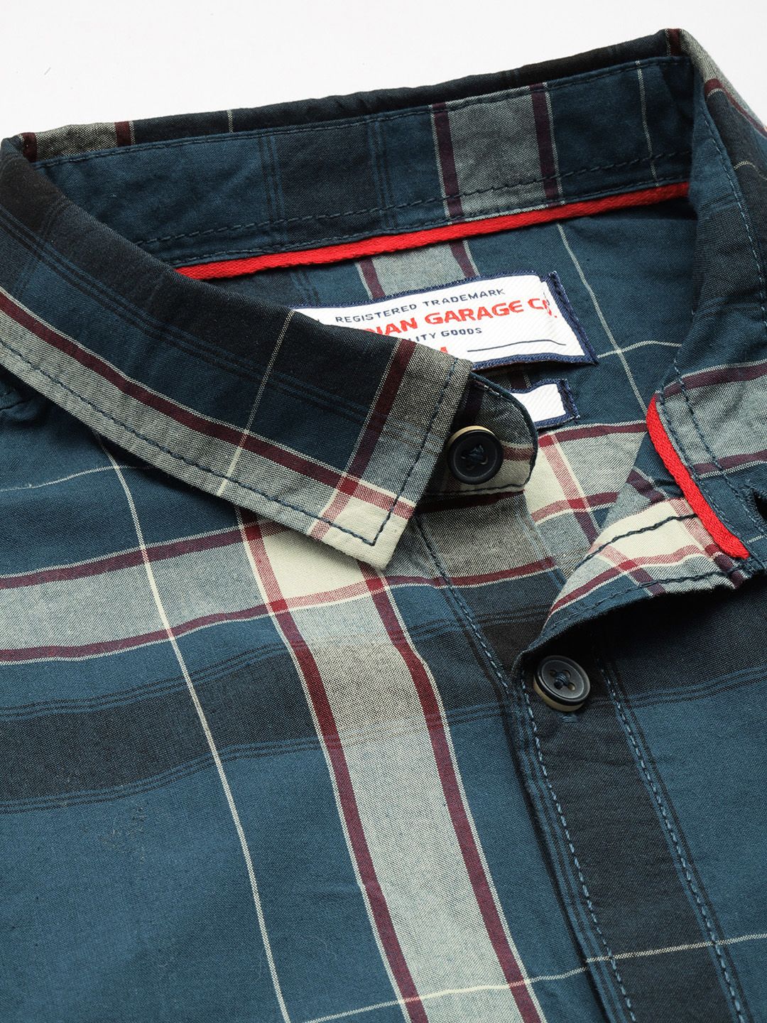 Men's Blue Slim Fit Checked Casual Shirt - Image 5
