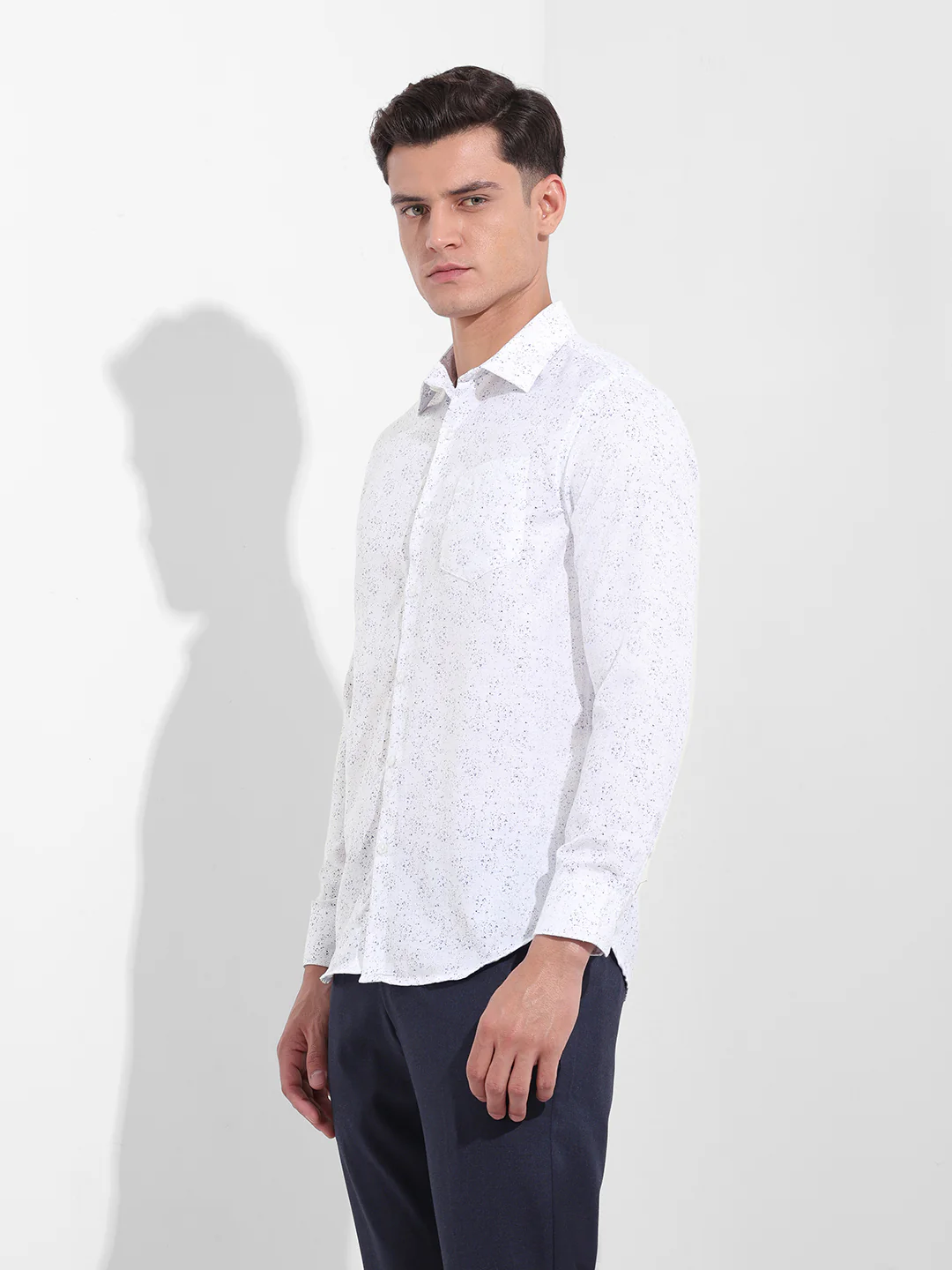 Men's Blue Slim Fit Printed Formal Shirt - Image 2