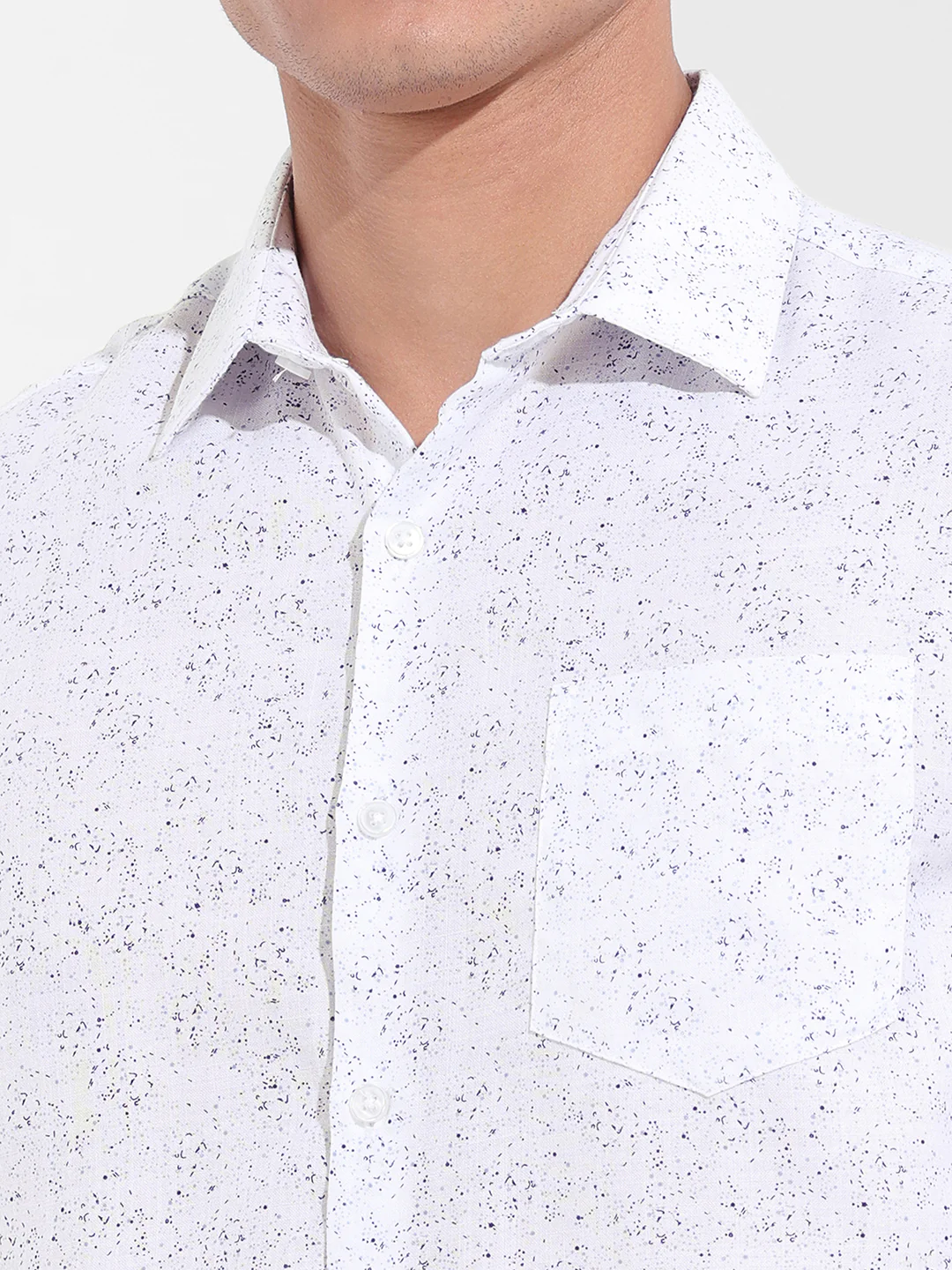 Men's Blue Slim Fit Printed Formal Shirt - Image 3