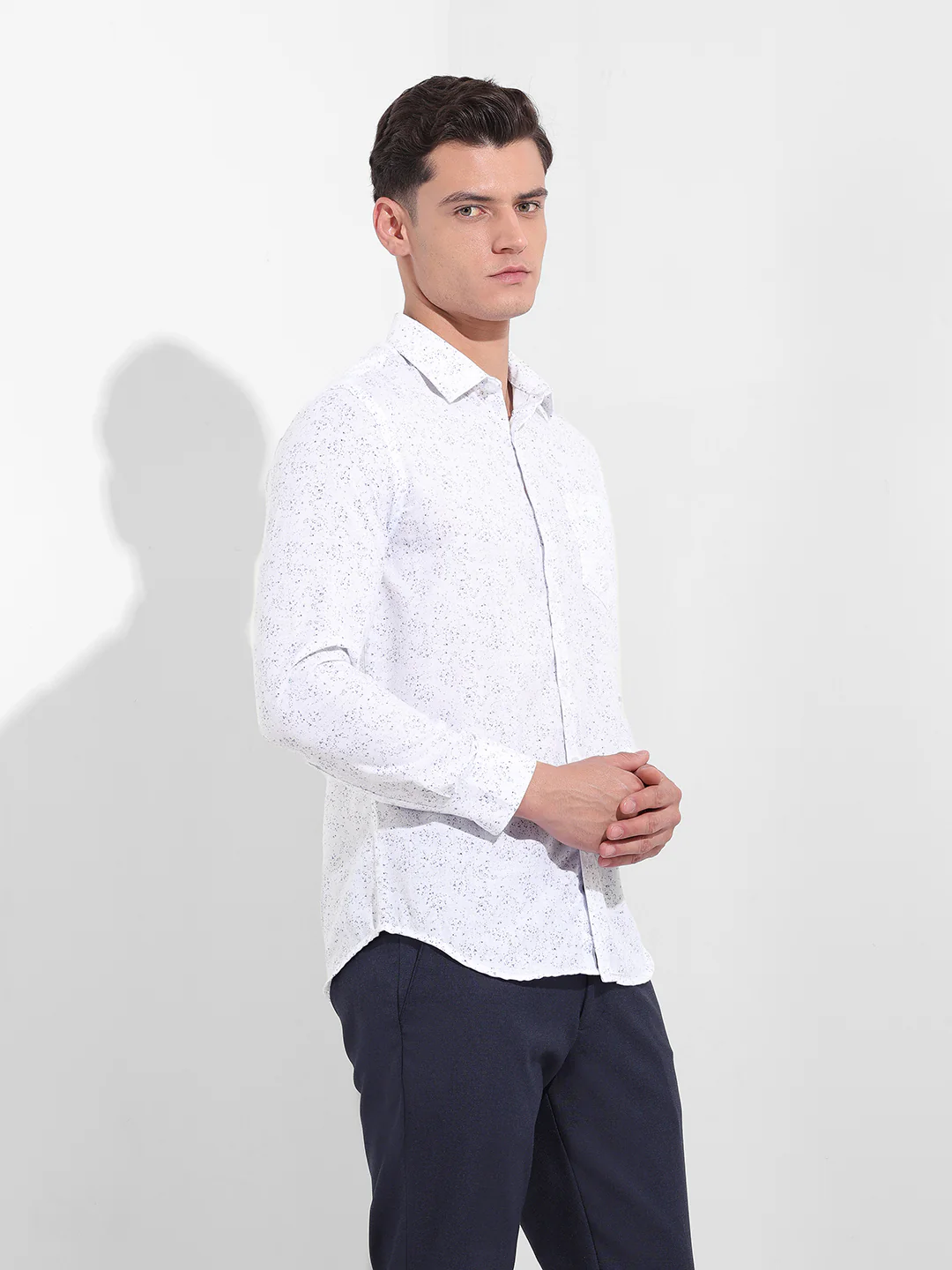 Men's Blue Slim Fit Printed Formal Shirt - Image 4