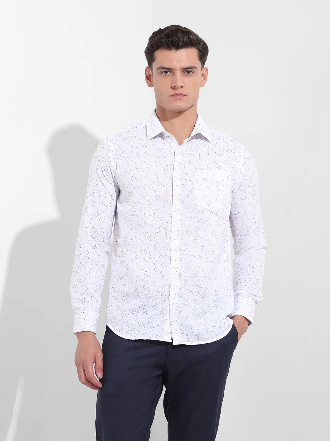 Men's Blue Slim Fit Printed Formal Shirt - Image 7