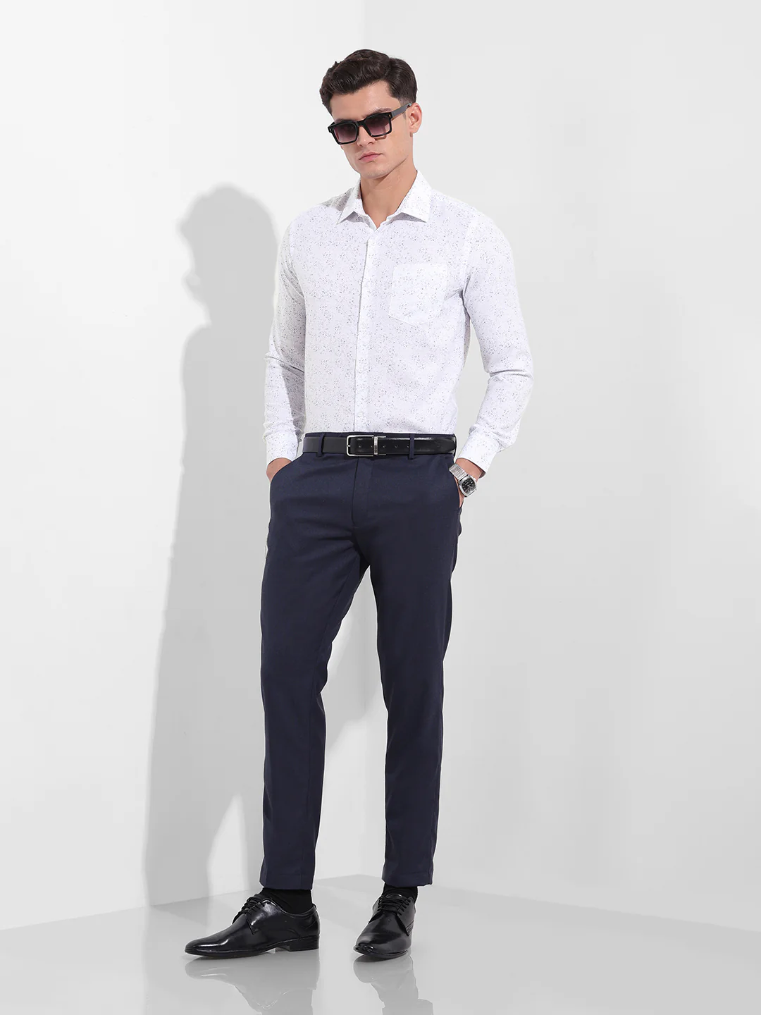 Men's Blue Slim Fit Printed Formal Shirt - Image 8