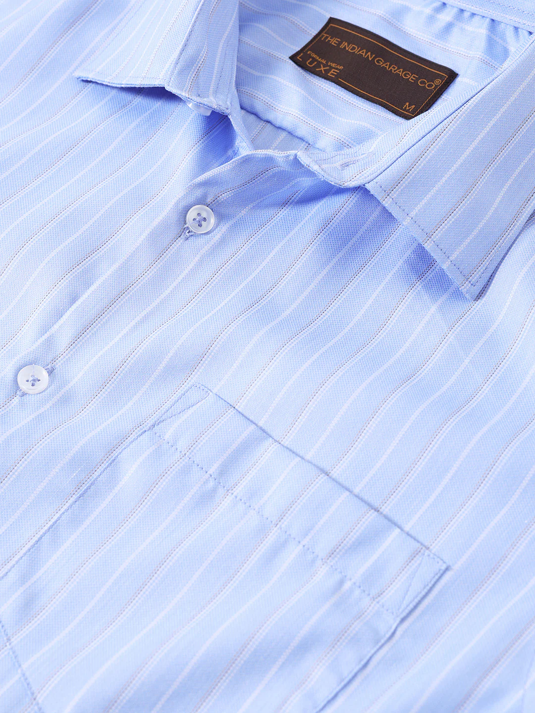 Men's Blue Slim Fit Striped Formal Shirt - Image 6