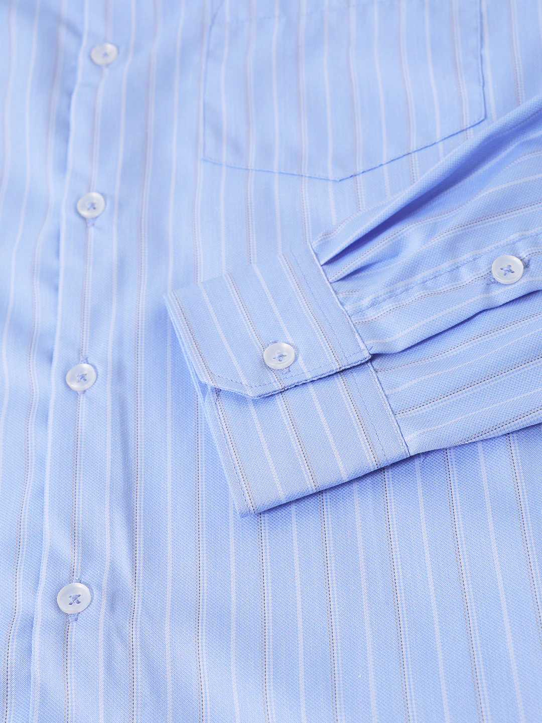 Men's Blue Slim Fit Striped Formal Shirt - Image 7