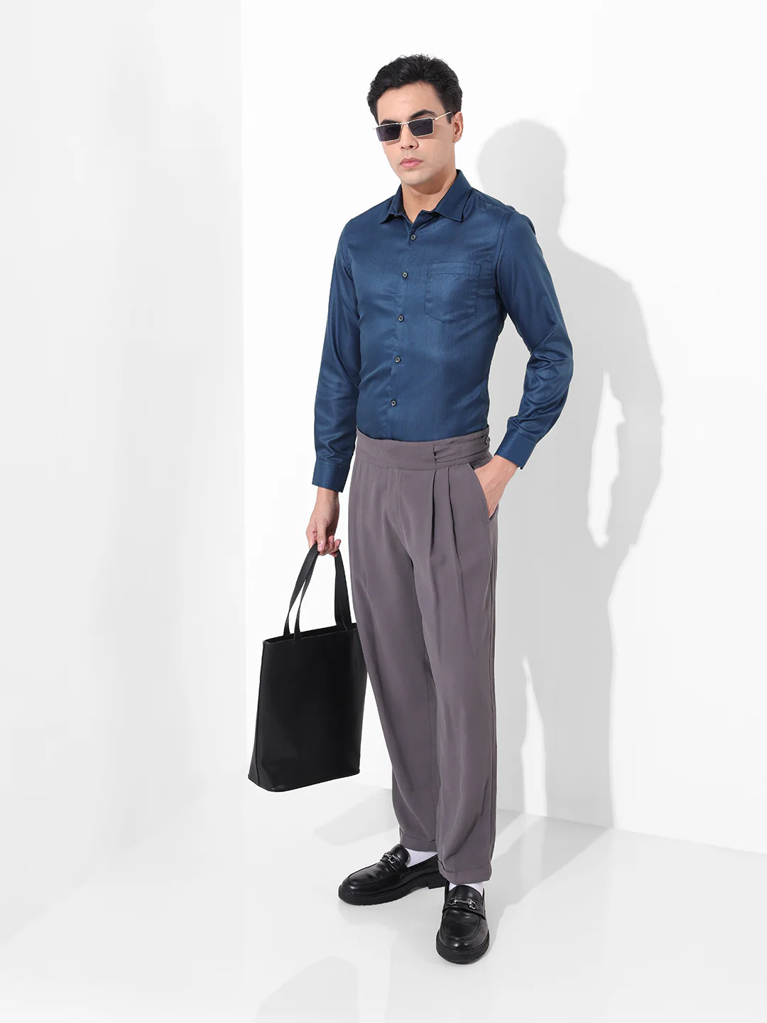 Men's Blue Slim Fit Striped Formal Shirt - Image 6