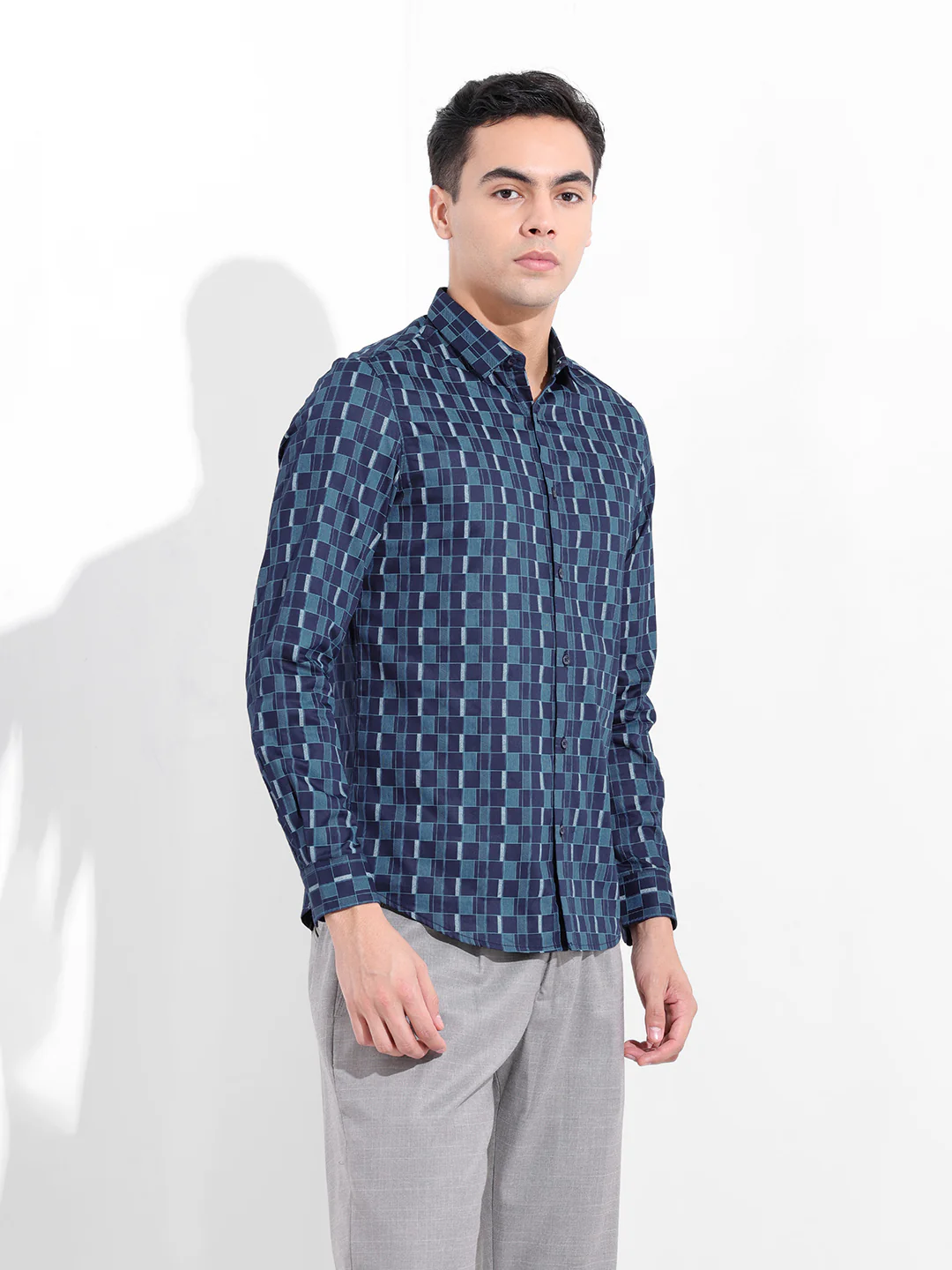 Men's Blue Slim Fit Party Wear Shirt - Image 4