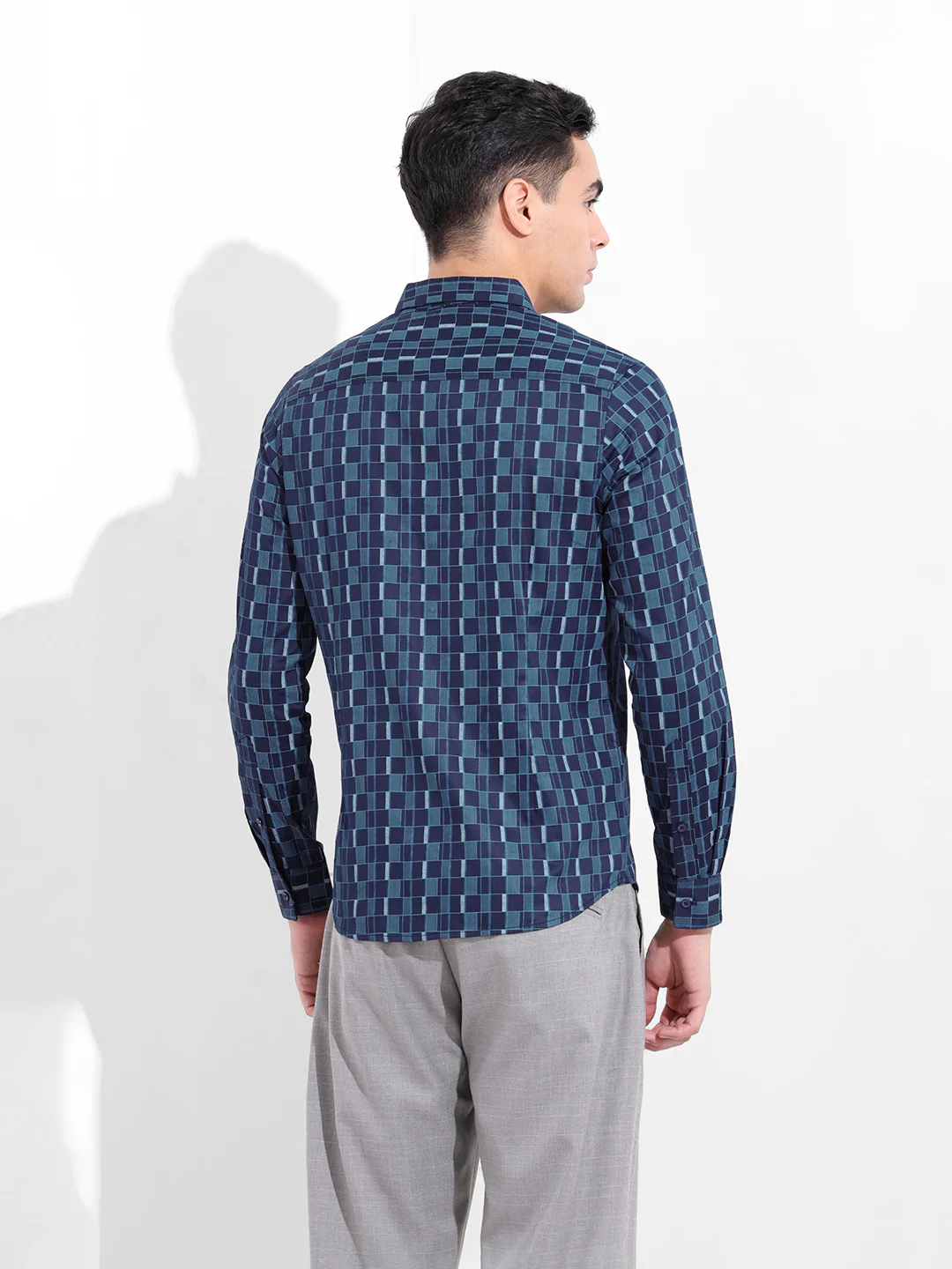 Men's Blue Slim Fit Party Wear Shirt - Image 5