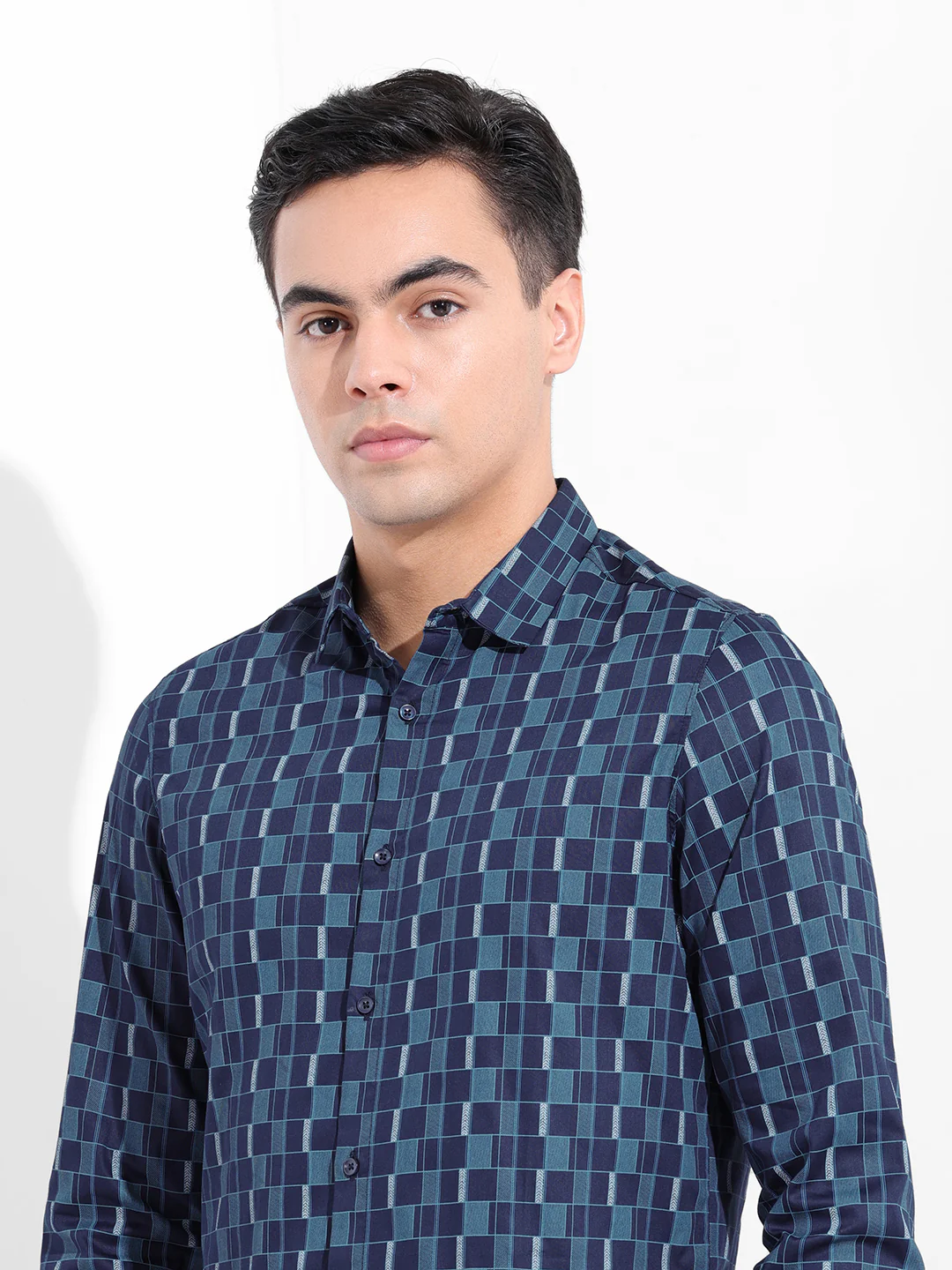 Men's Blue Slim Fit Party Wear Shirt - Image 6