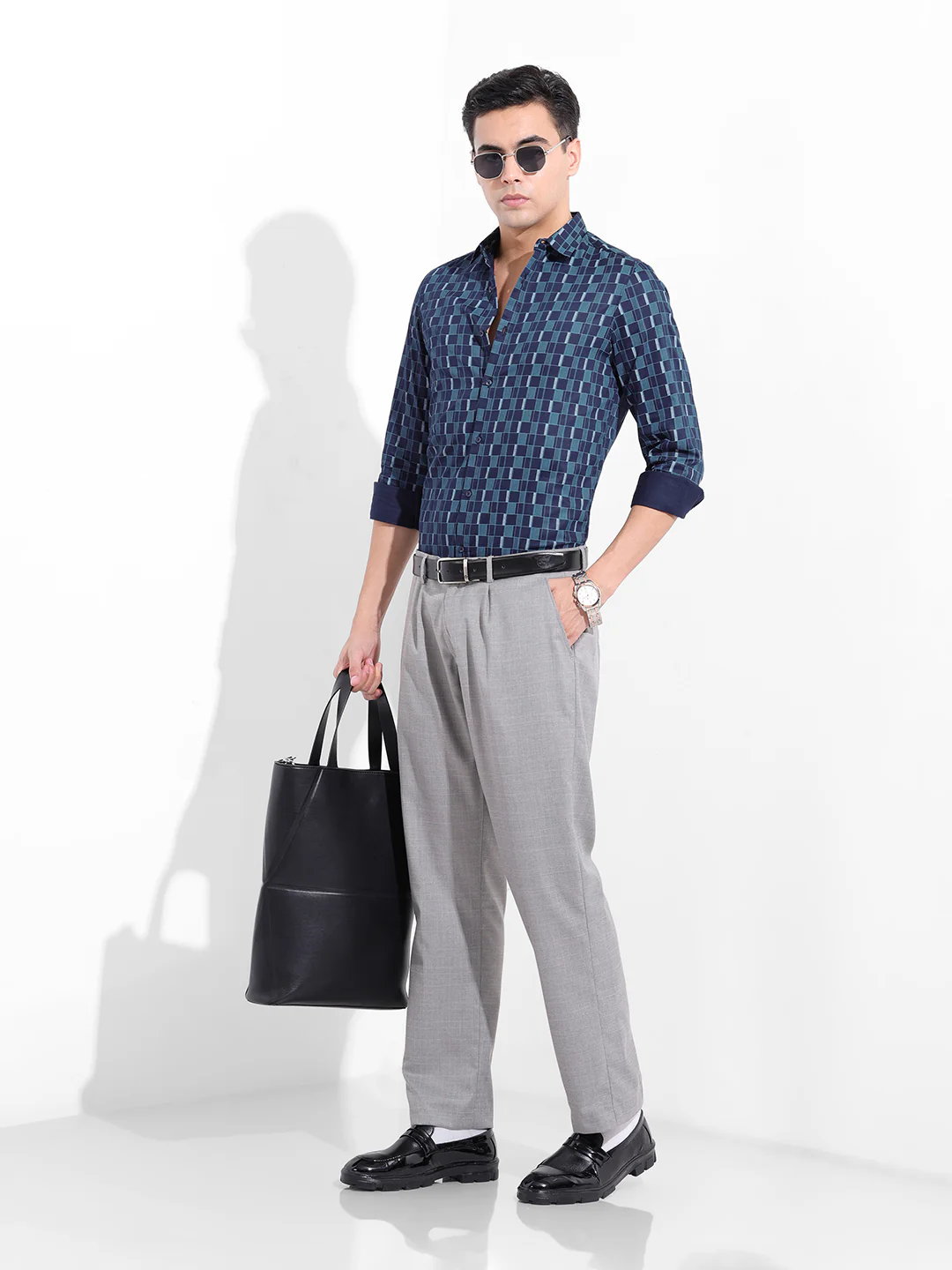 Men's Blue Slim Fit Party Wear Shirt - Image 8