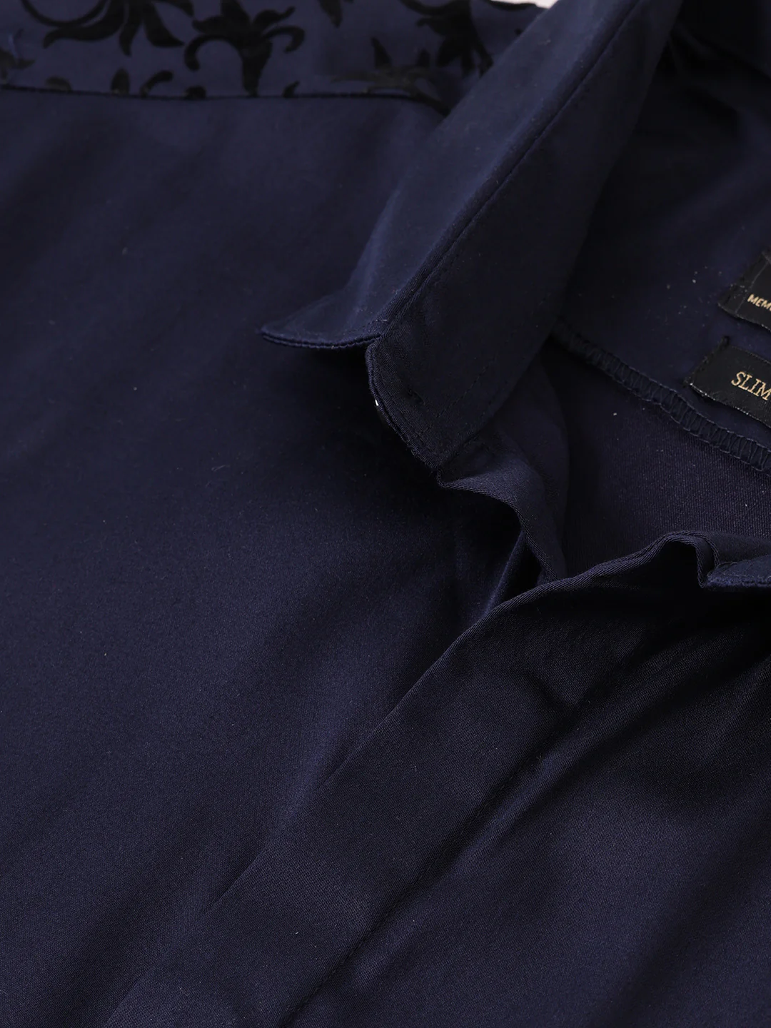Men's Navy Blue Slim Fit Embraided Party Wear Shirt - Image 5