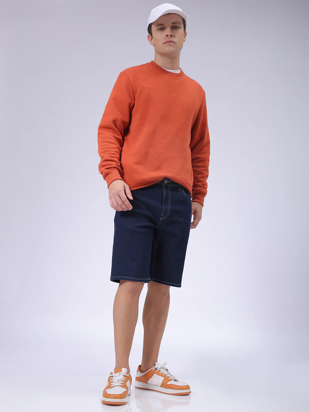 Men's Blue Slim Fit Solid Casual Denim Shorts - Image 3