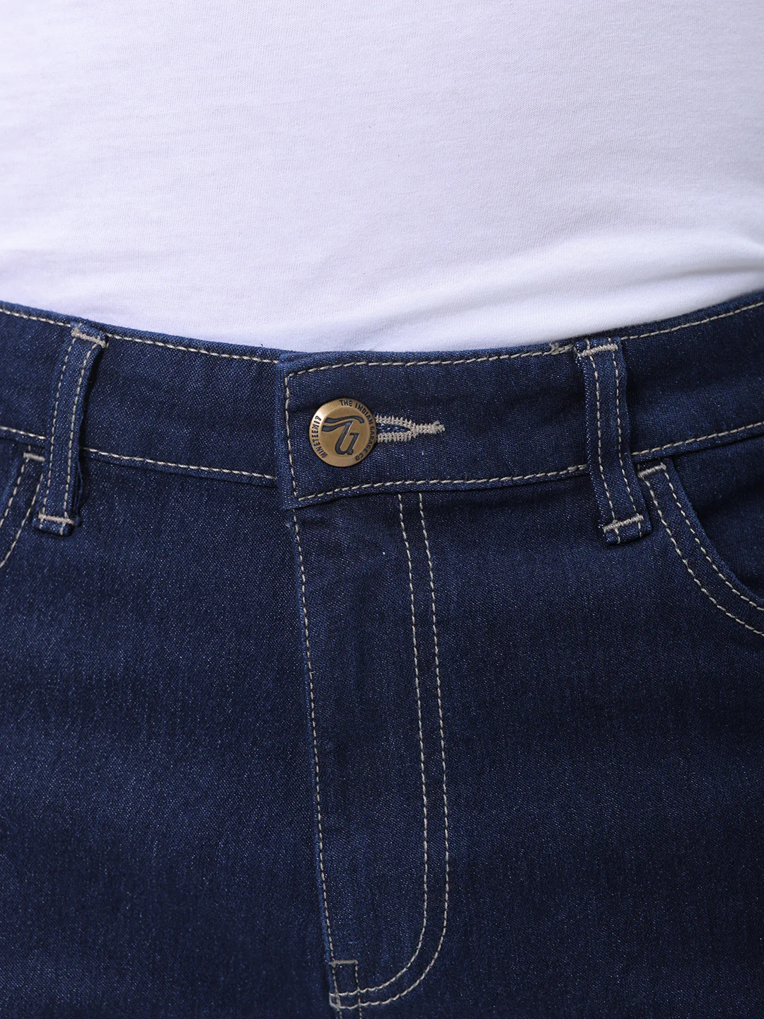 Men's Blue Slim Fit Solid Casual Denim Shorts - Image 6