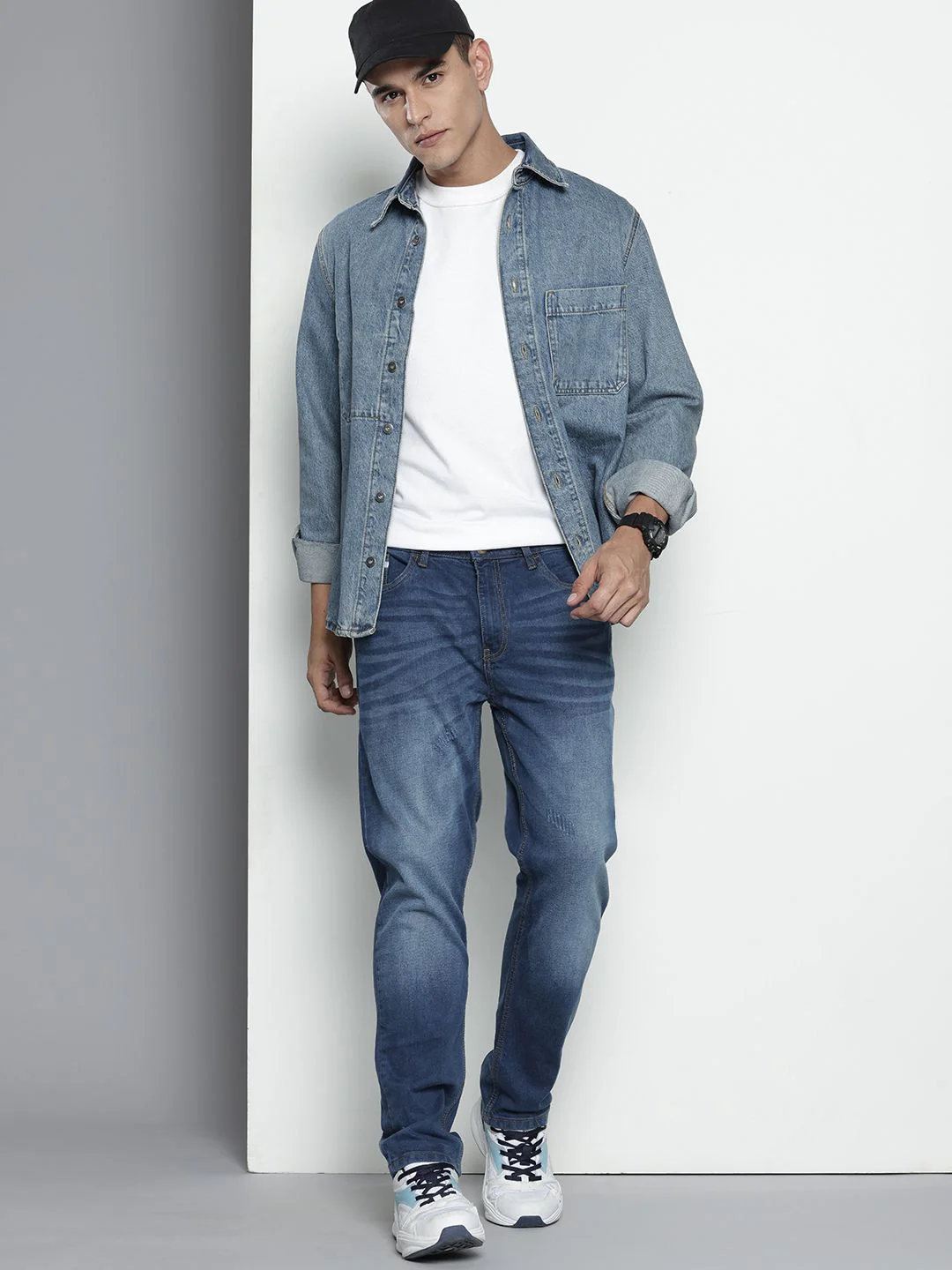 Men's Blue Slim Fit Solid Casual Jeans - Image 2